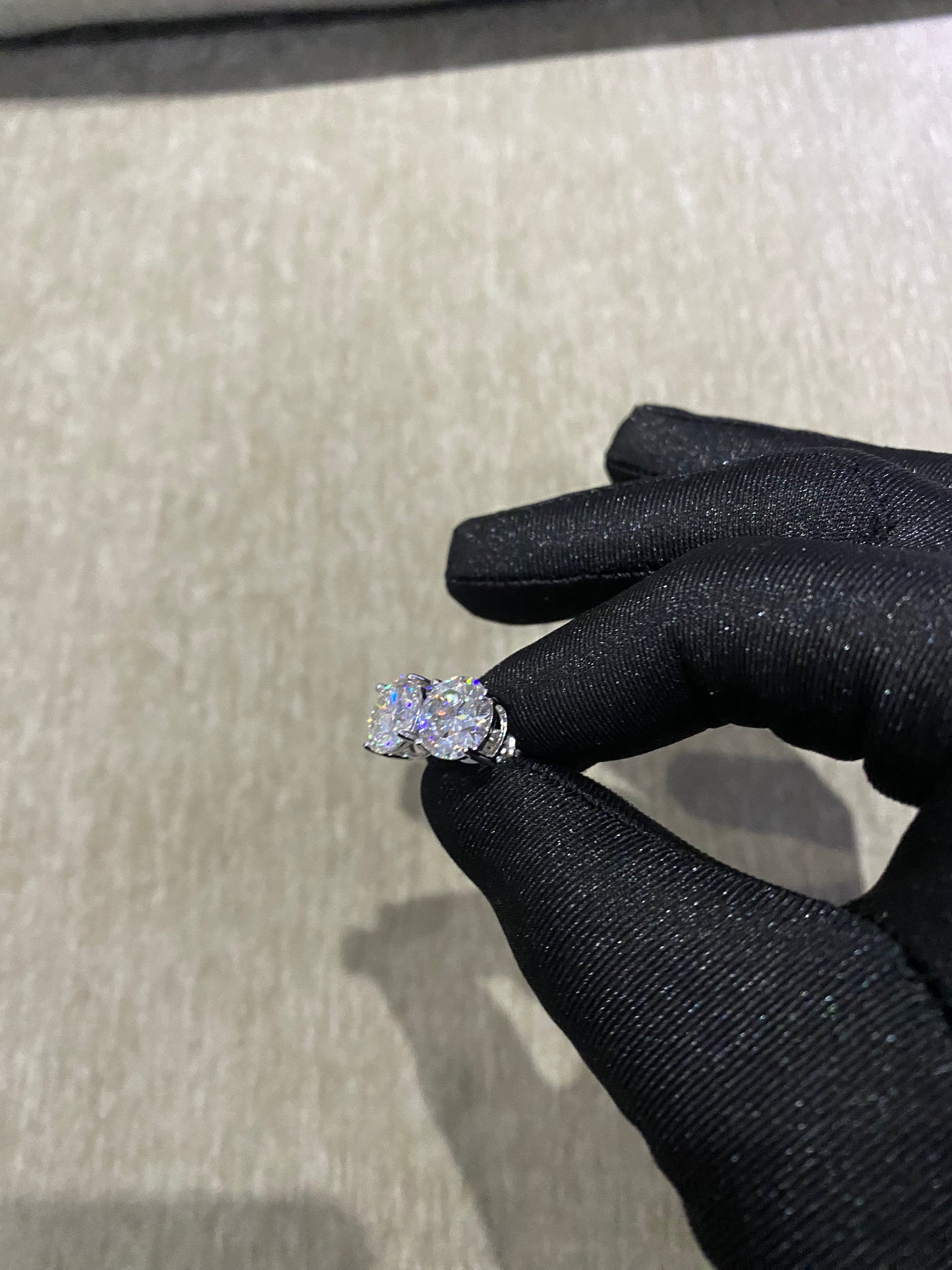 Round Jumbo 4Carats per ear VVS1 brilliant Moissanite earrings 925 silver