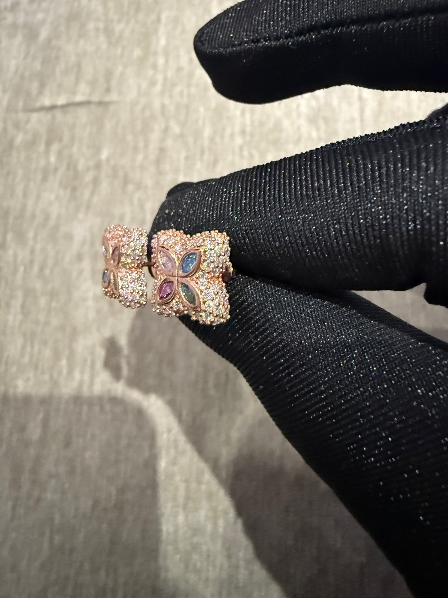 13MM clover style Moissanite earrings 925 silver vermeil rose gold studs multi color.