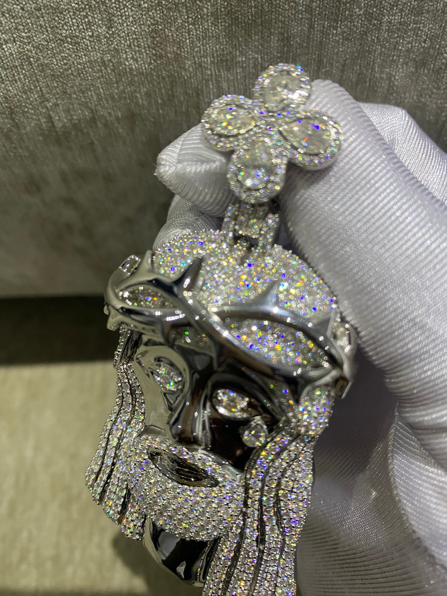 solid Moissanite Jesus pendant for men for women 925 silver, 3 inches.