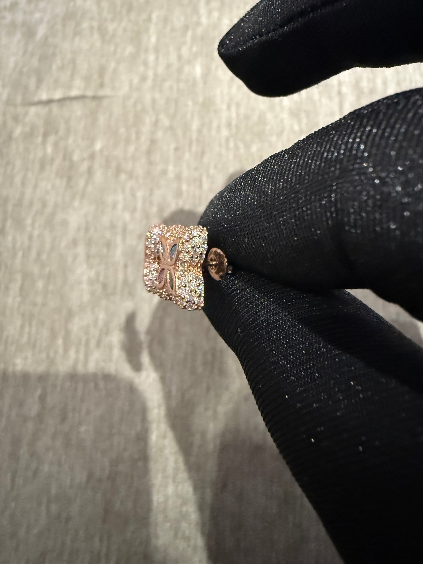 13MM clover style Moissanite earrings 925 silver vermeil rose gold studs multi color.