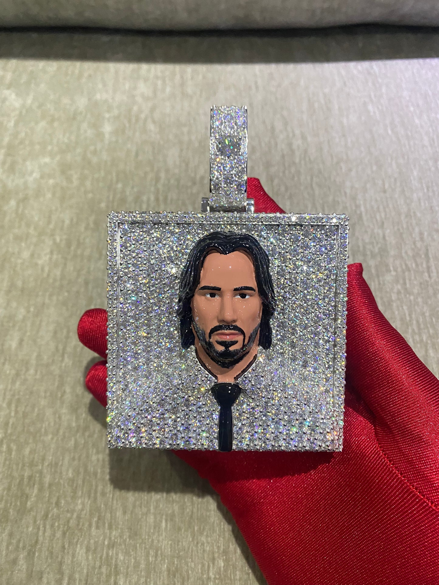 Custom 1 of 1 925 silver moissanite Face pendant