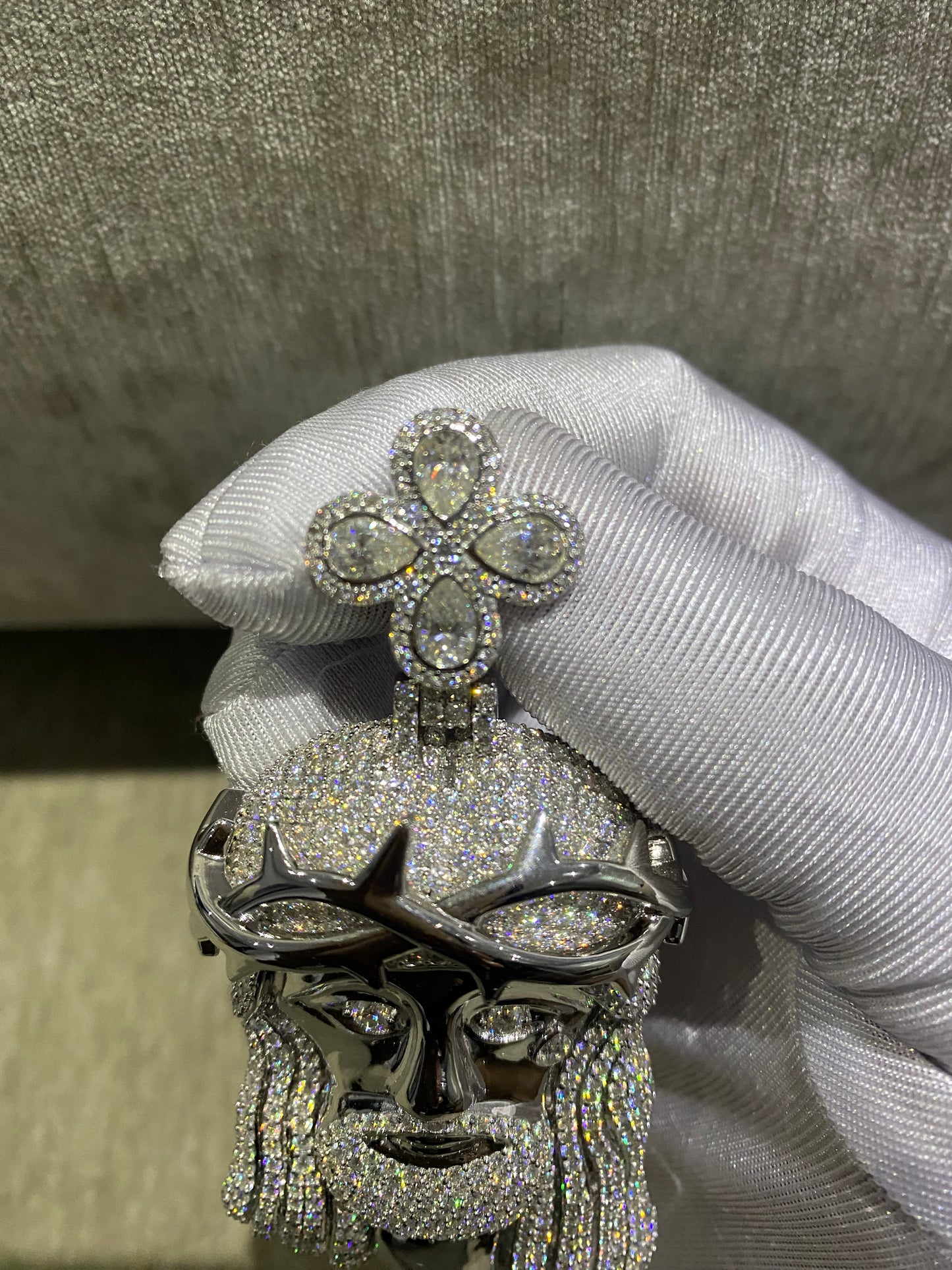 solid Moissanite Jesus pendant for men for women 925 silver, 3 inches.