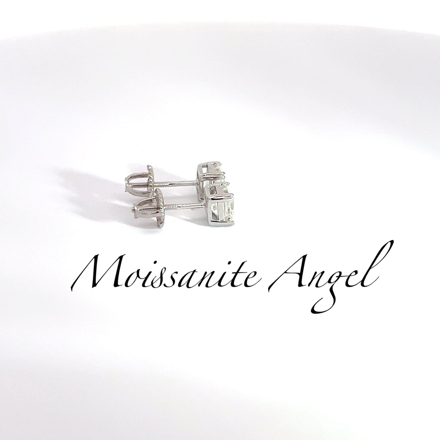 Moissanite Earrings Asscher Cut studs 2 CTW