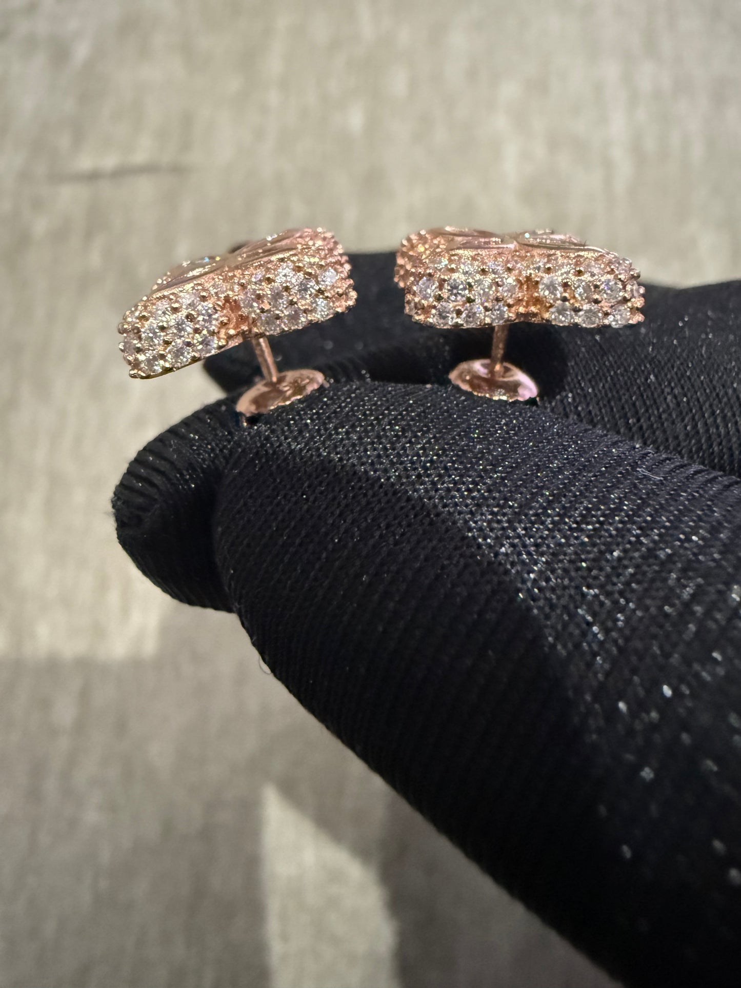 13MM clover style Moissanite earrings 925 silver vermeil rose gold studs multi color.