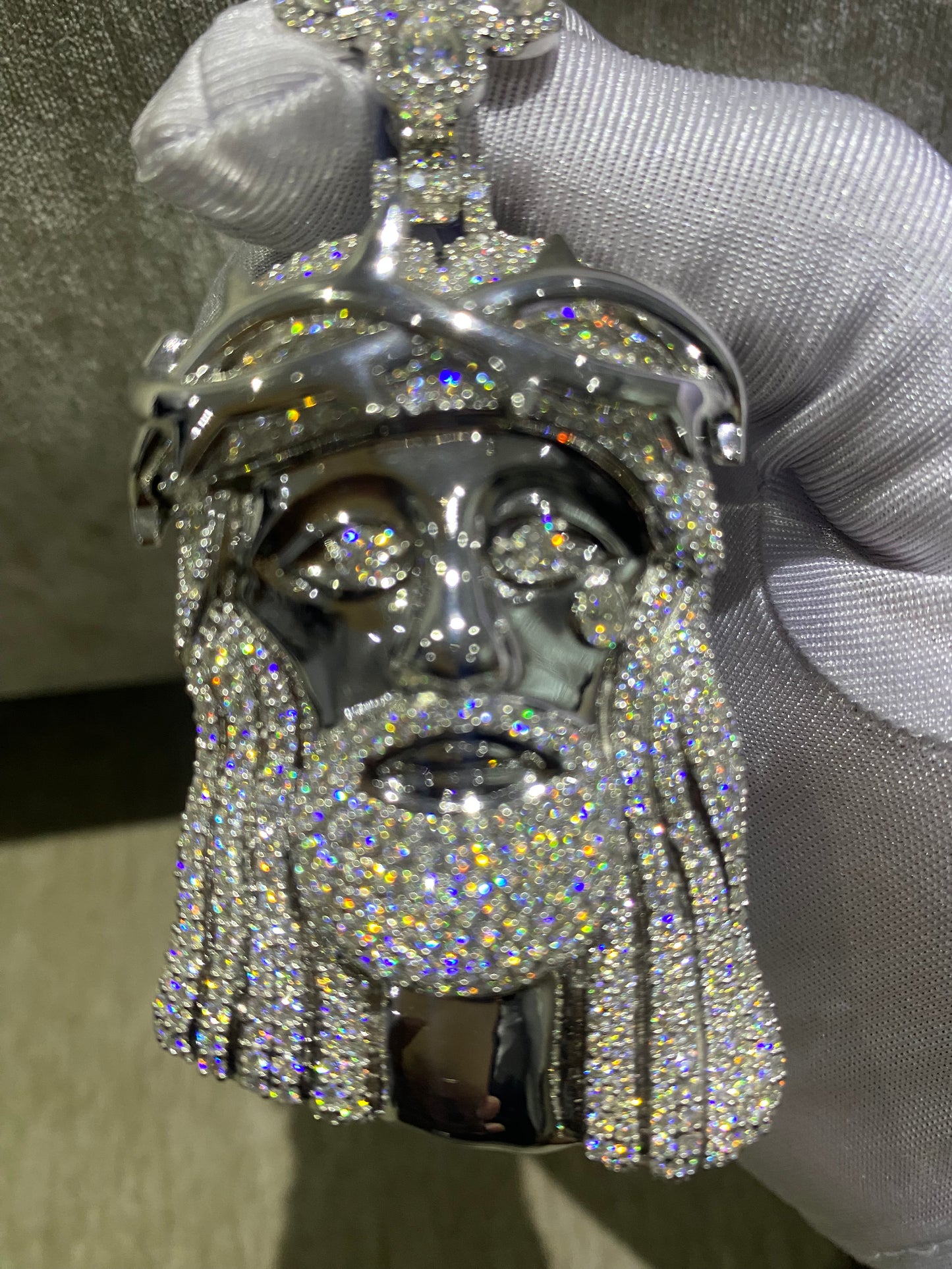 solid Moissanite Jesus pendant for men for women 925 silver, 3 inches.