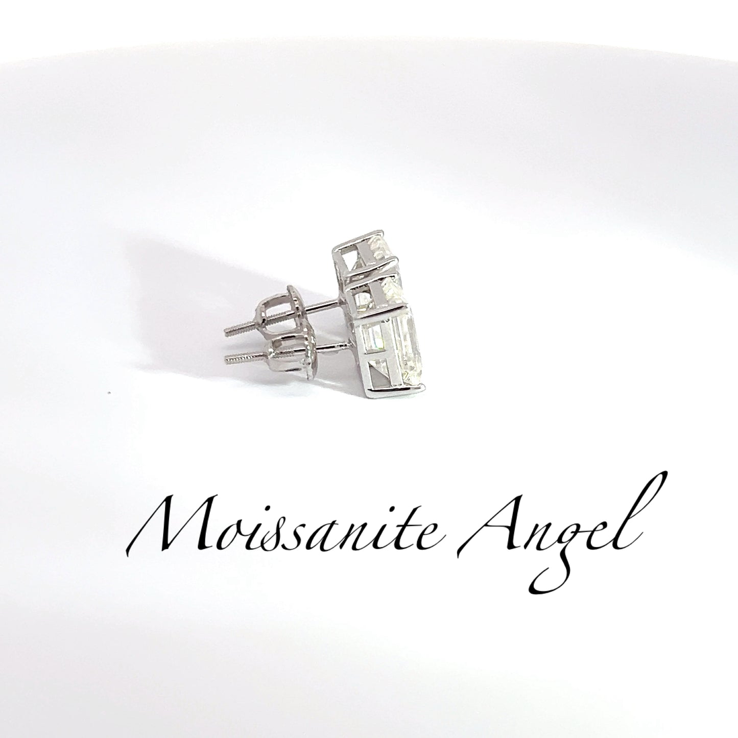 Moissanite Emerald cut stud earrings