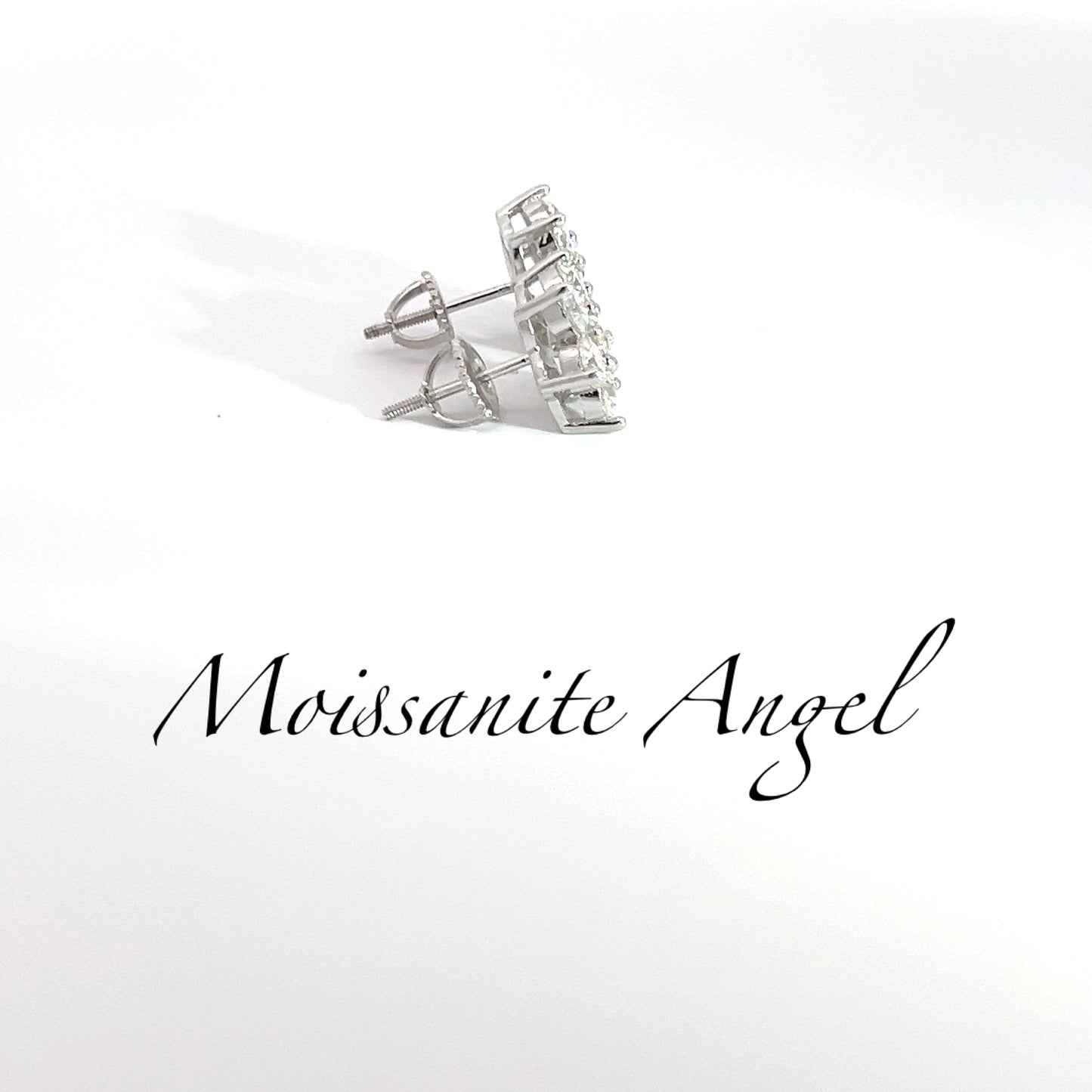 Moissanite earrings big precious cluster studs