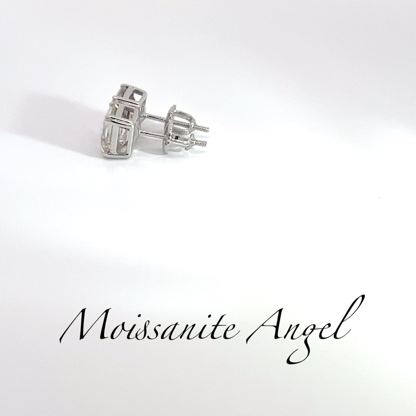 Moissanite Earrings Asscher Cut studs  4 CTW