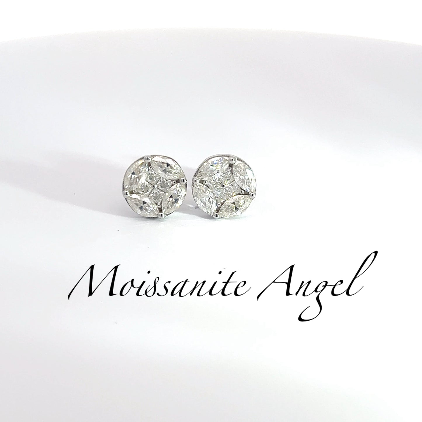 Moissanite studs Precious Set style earrings 10mm