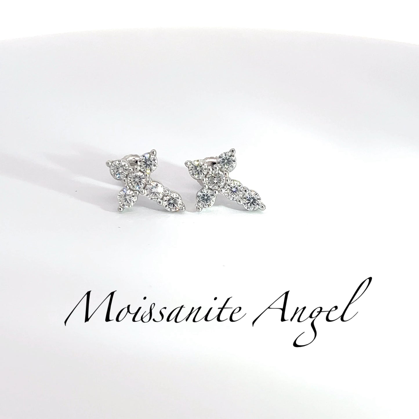 Moissanite Earrings Cross style studs