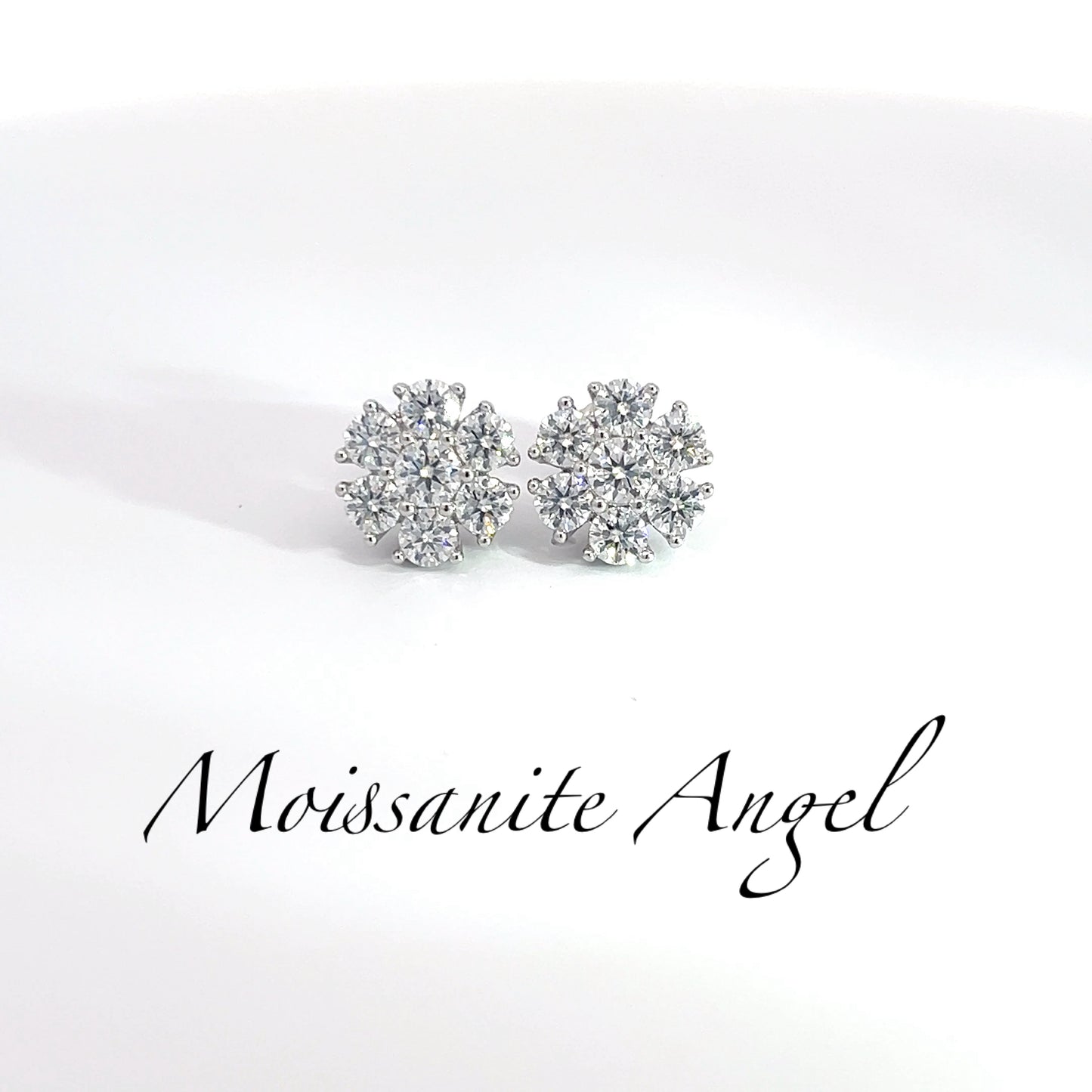 10mm Moissanite earrings flower cluster style studs