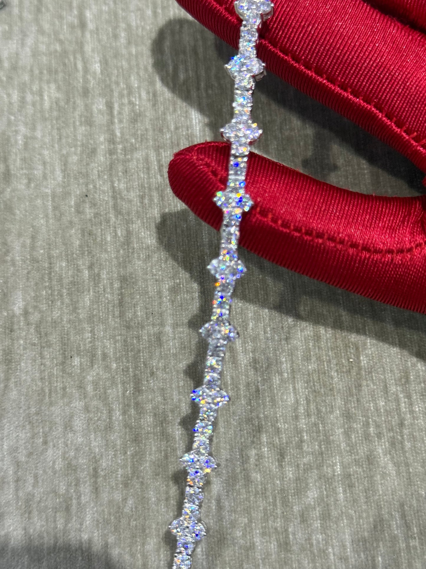24 inch Moissanite Tennis chain top tier vvs1 quality 100 % authentic 925 silver.