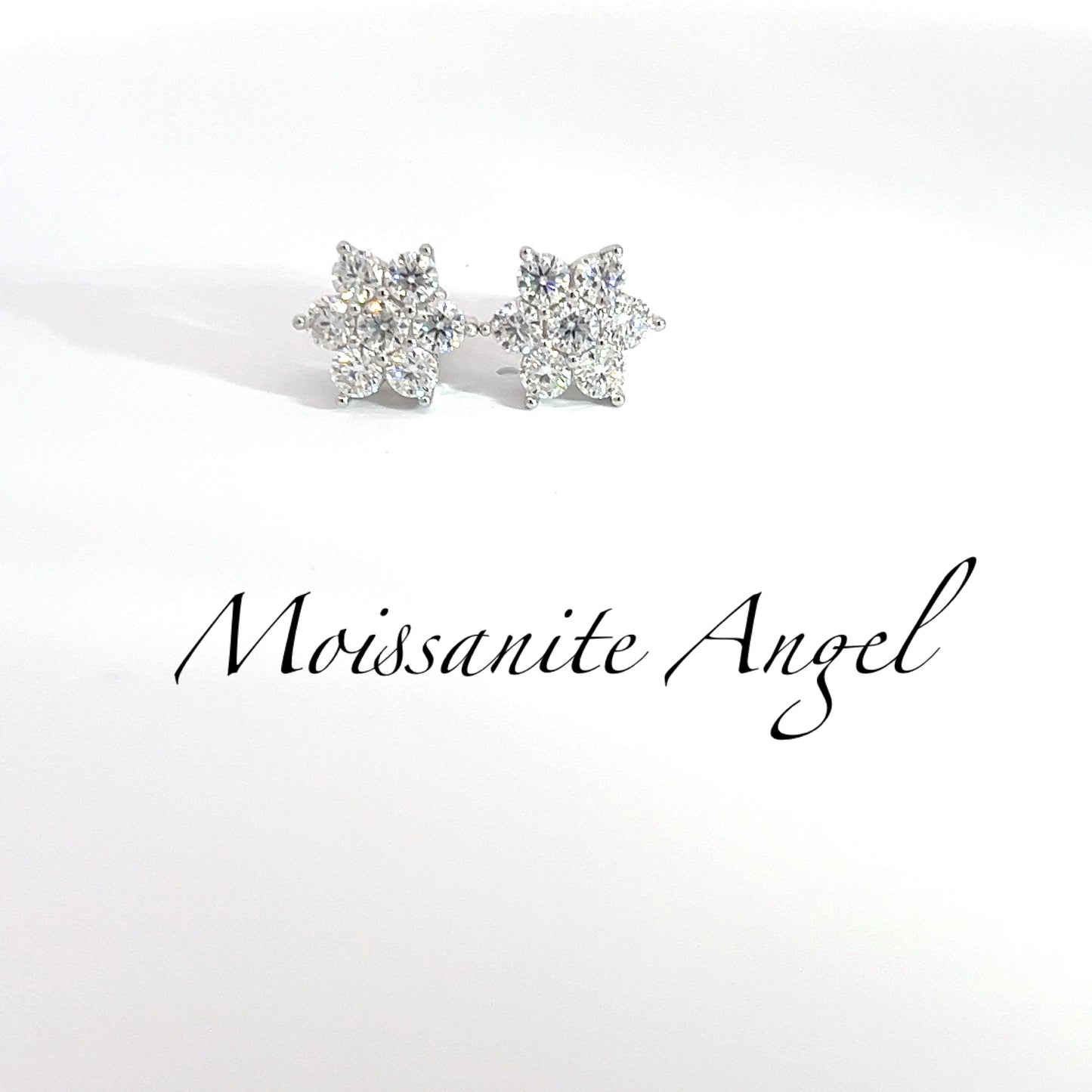 Moissanite earrings big precious cluster studs