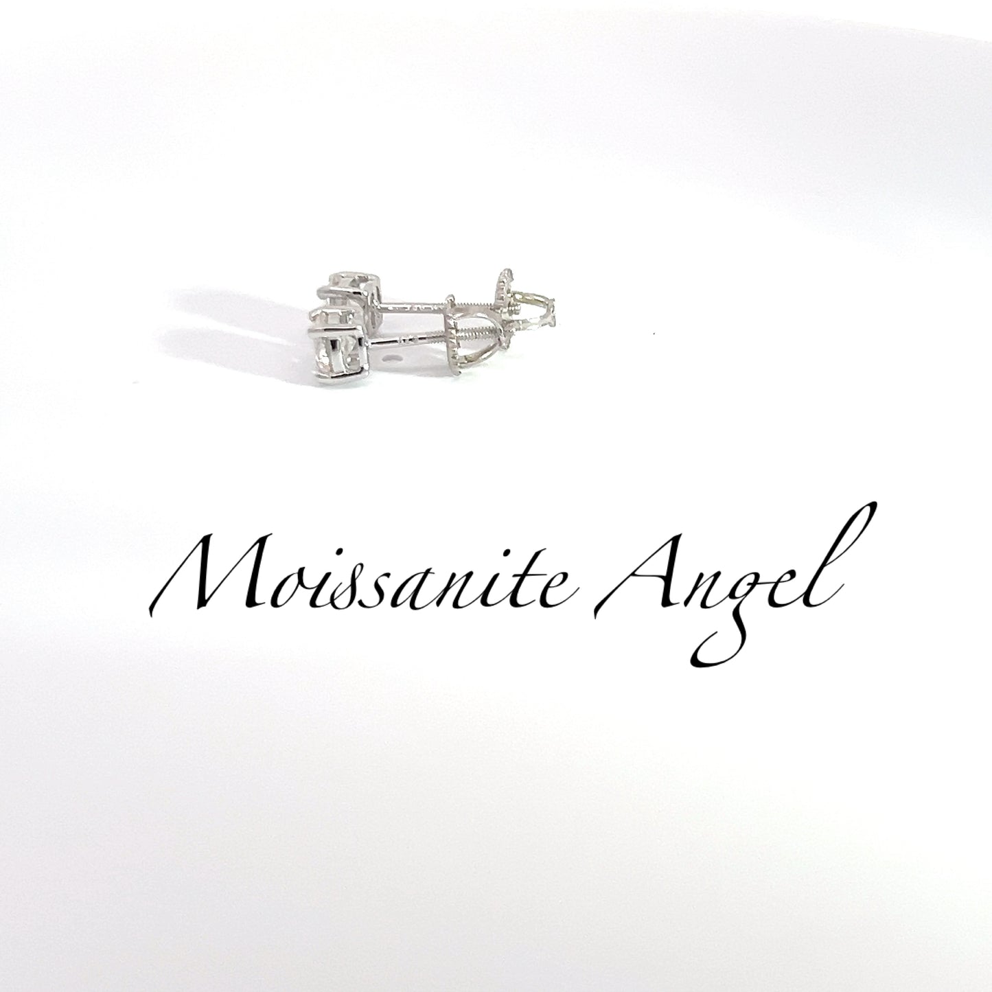 Moissanite Earrings Studs 0.5 Carat each ear  (5mm) Round Brilliant cut