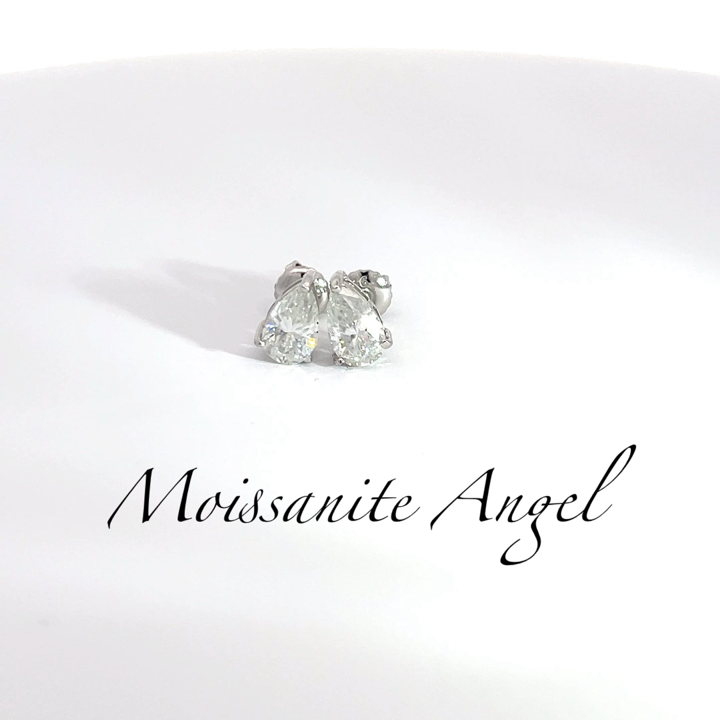 Moissanite Earrings Studs pear shaped 2 TCW