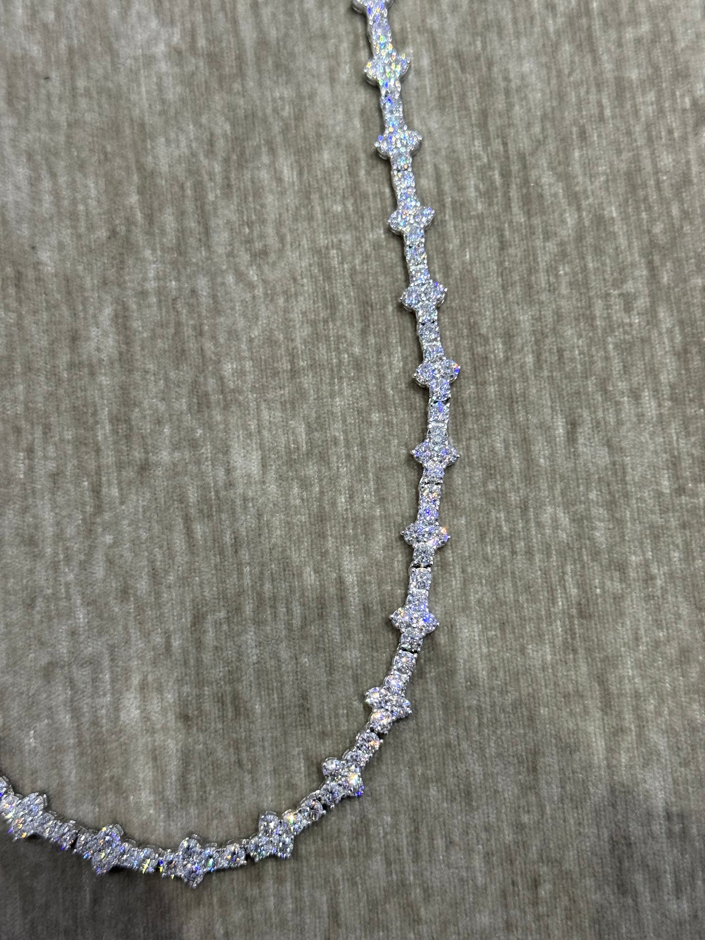 24 inch Moissanite Tennis chain top tier vvs1 quality 100 % authentic 925 silver.