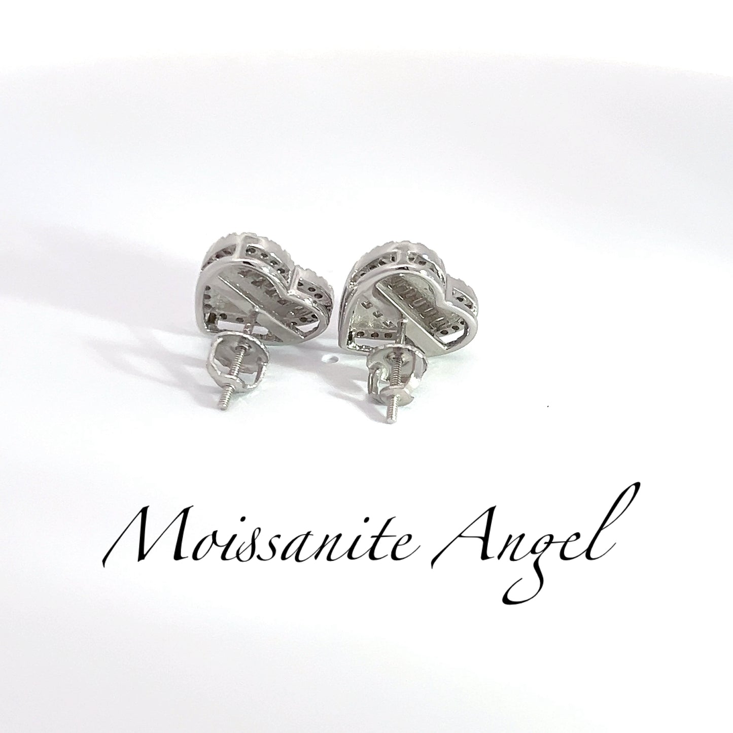 Moissanite heart shaped baguette earrings