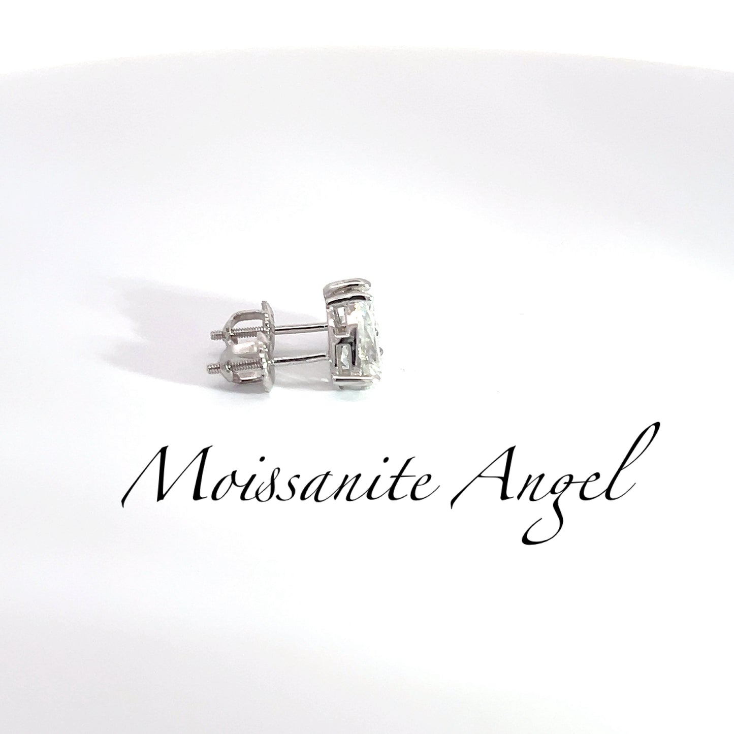 Moissanite Earrings Studs pear shaped 2 TCW