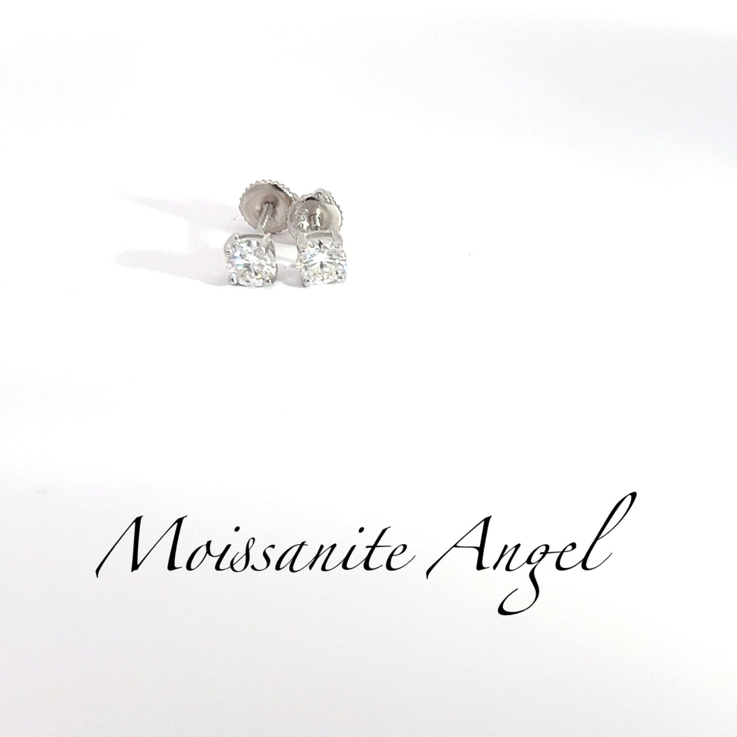 Moissanite Earrings Studs 0.5 Carat each ear  (5mm) Round Brilliant cut