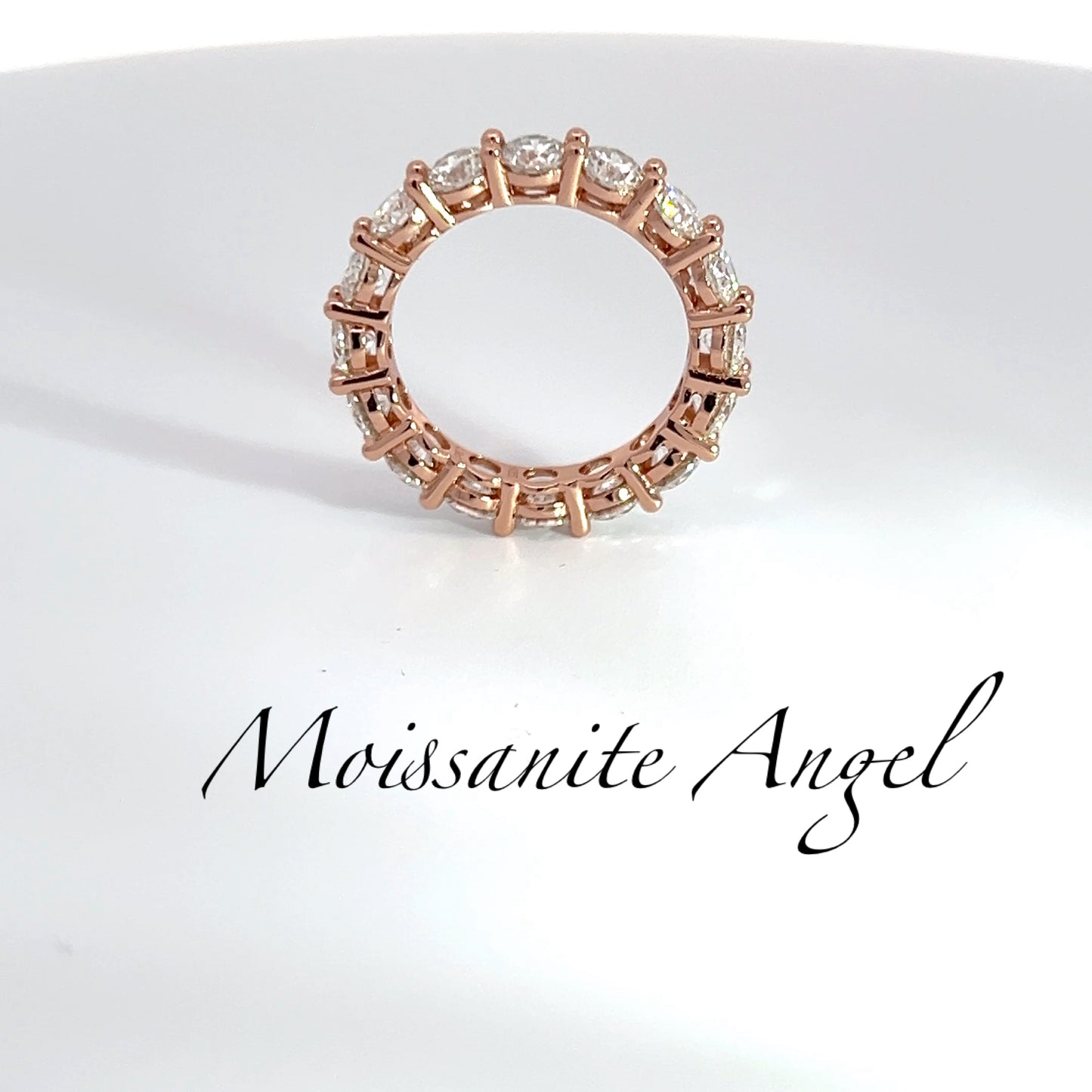 Moissanite band ring 925 sterling silver With rose gold finish