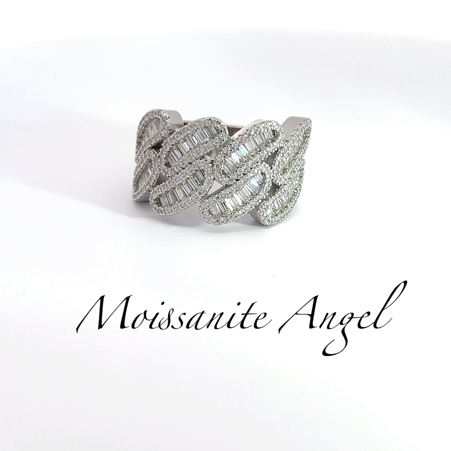 Moissanite fancy Cuban link ring