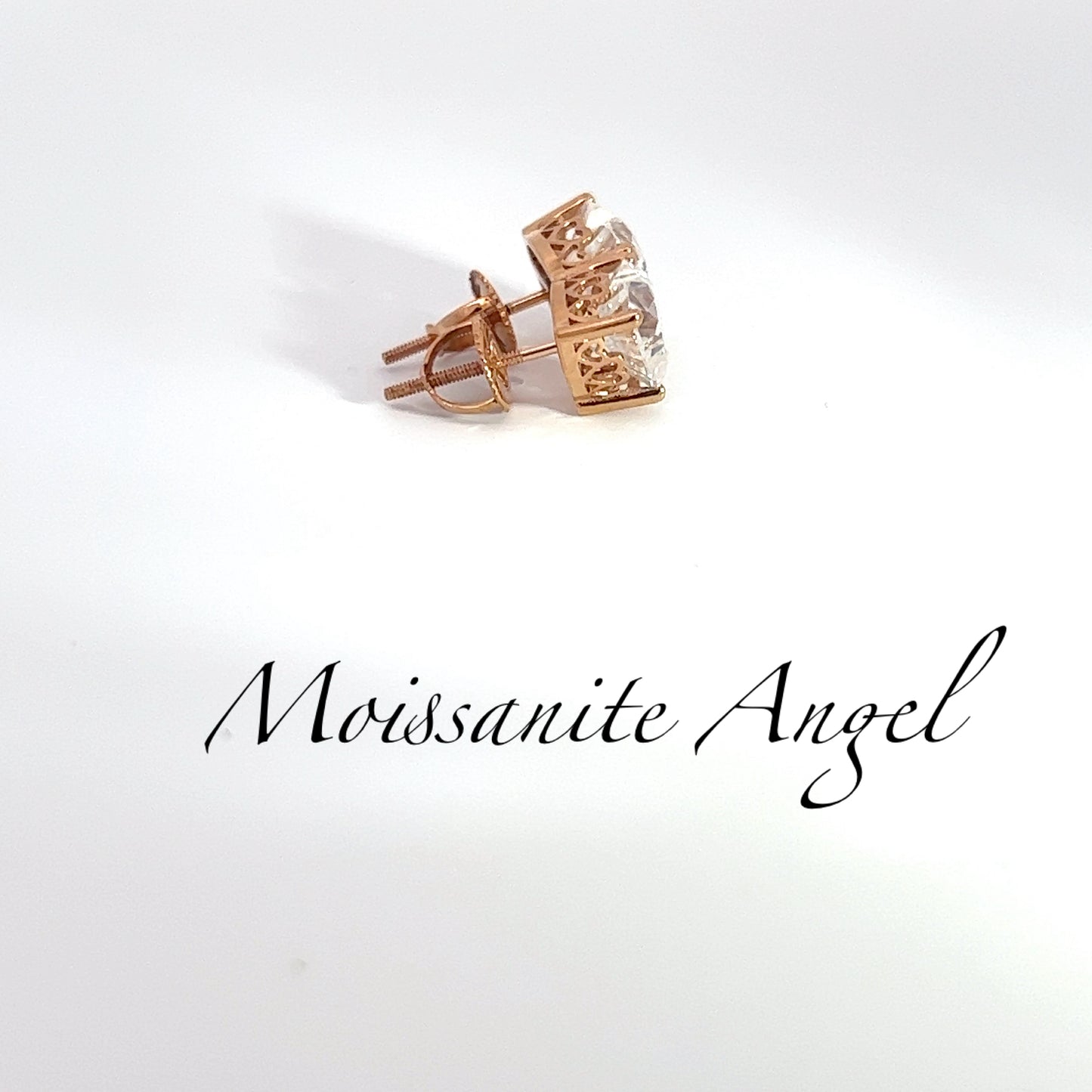 Moissanite earrings Solid 18k Rose Gold Heart Shaped Moissanite Earrings 4 CTW -Luxury Wedding Earrings - Anniversary Gift - Statement Studs