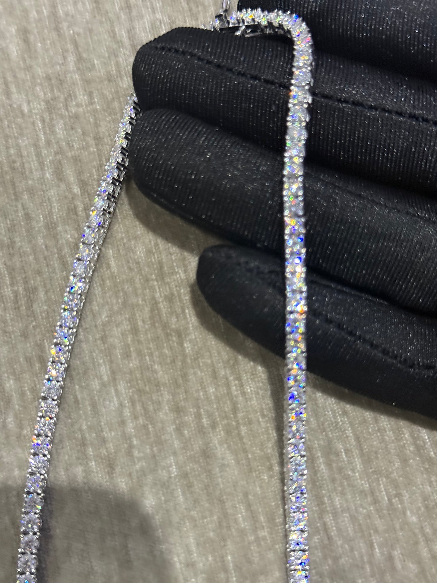 100 % Authentic 3mm Moissanite tennis chain 925 silver, diamond tester approved.