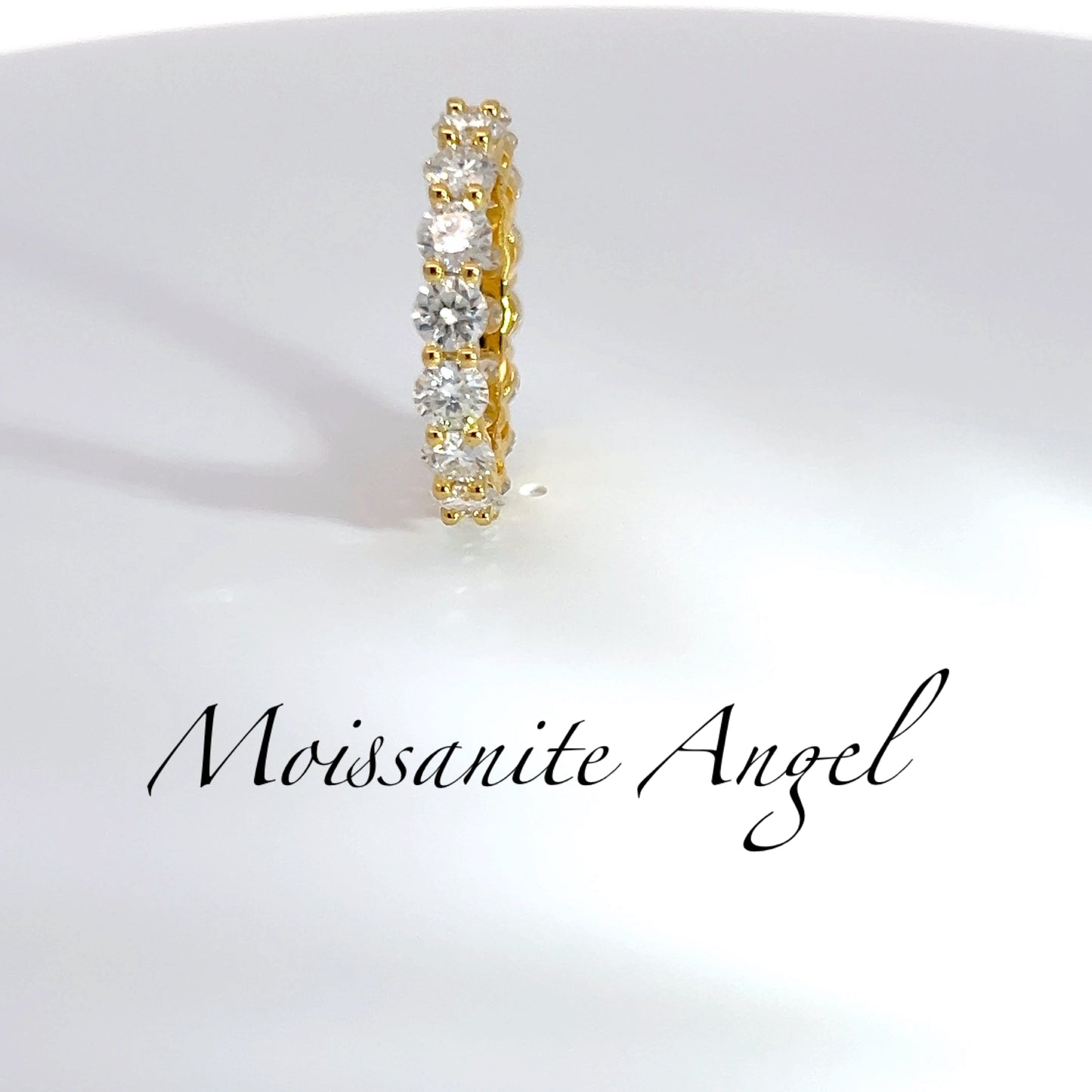 Moissanite band ring 925 sterling silver With Yellow gold finish