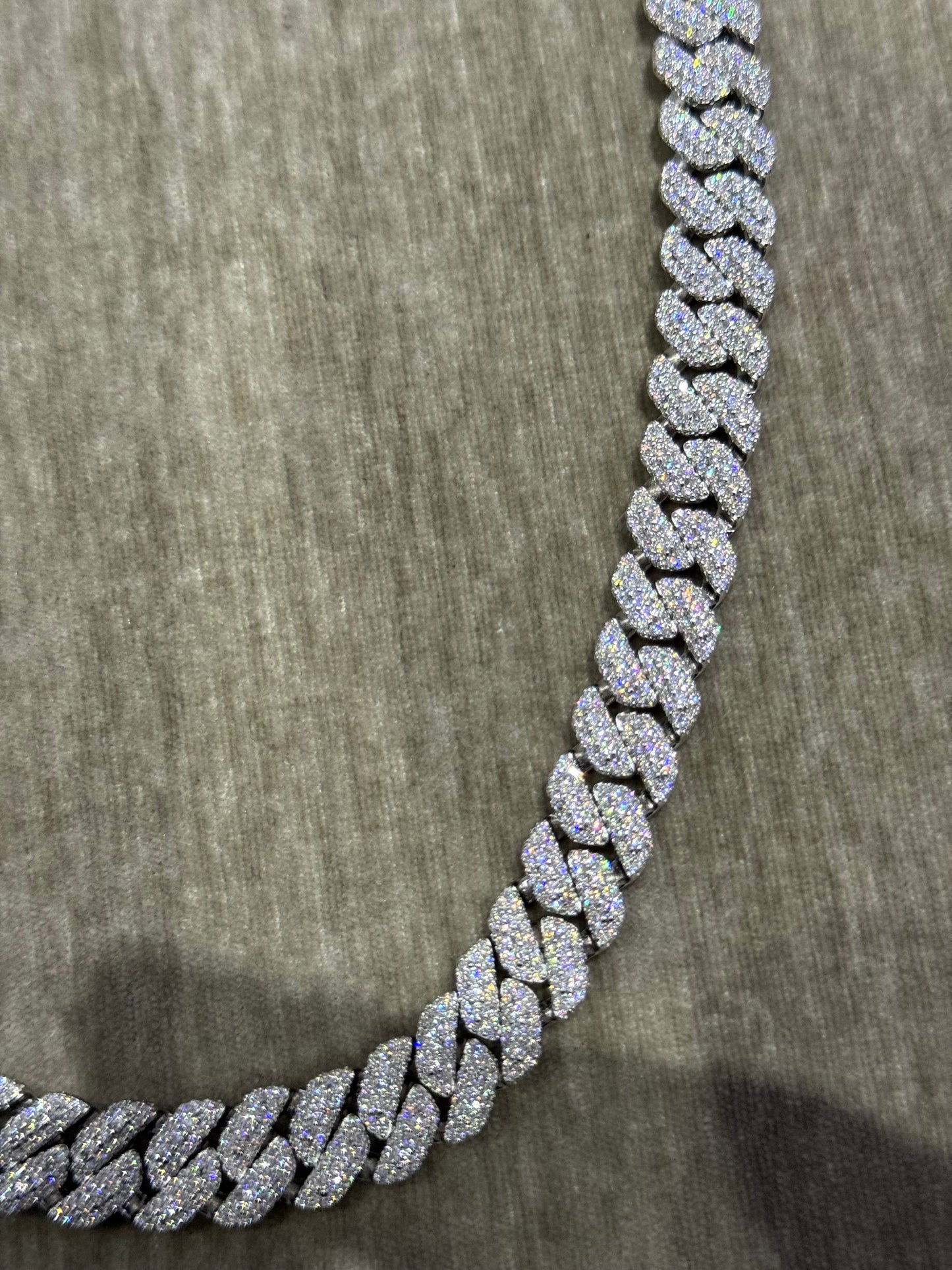 10mm Moissanite Tight link chain 20 inch VVS1 top tier stone quality 925 silver Moissanite link chain.