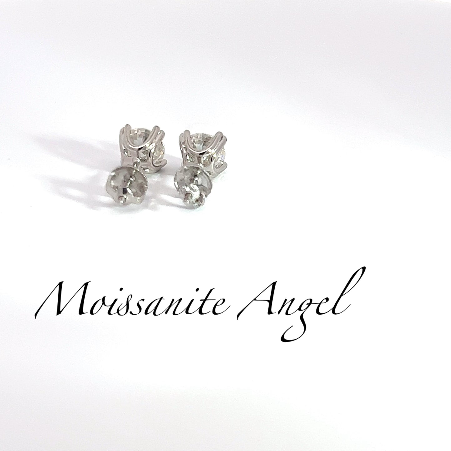 Moissanite earrings 4 double prong 6.5 mm brilliant cut studs - screw back earrings - 2 Carat total weight