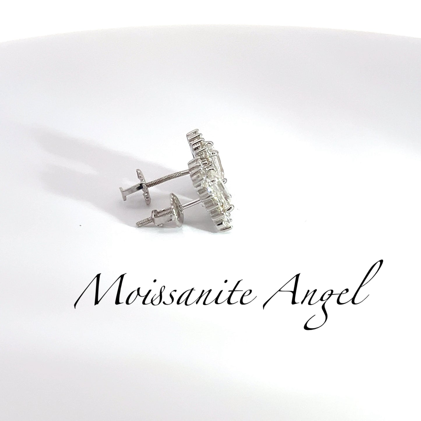 Fancy Emerald cut style Moissanite earrings