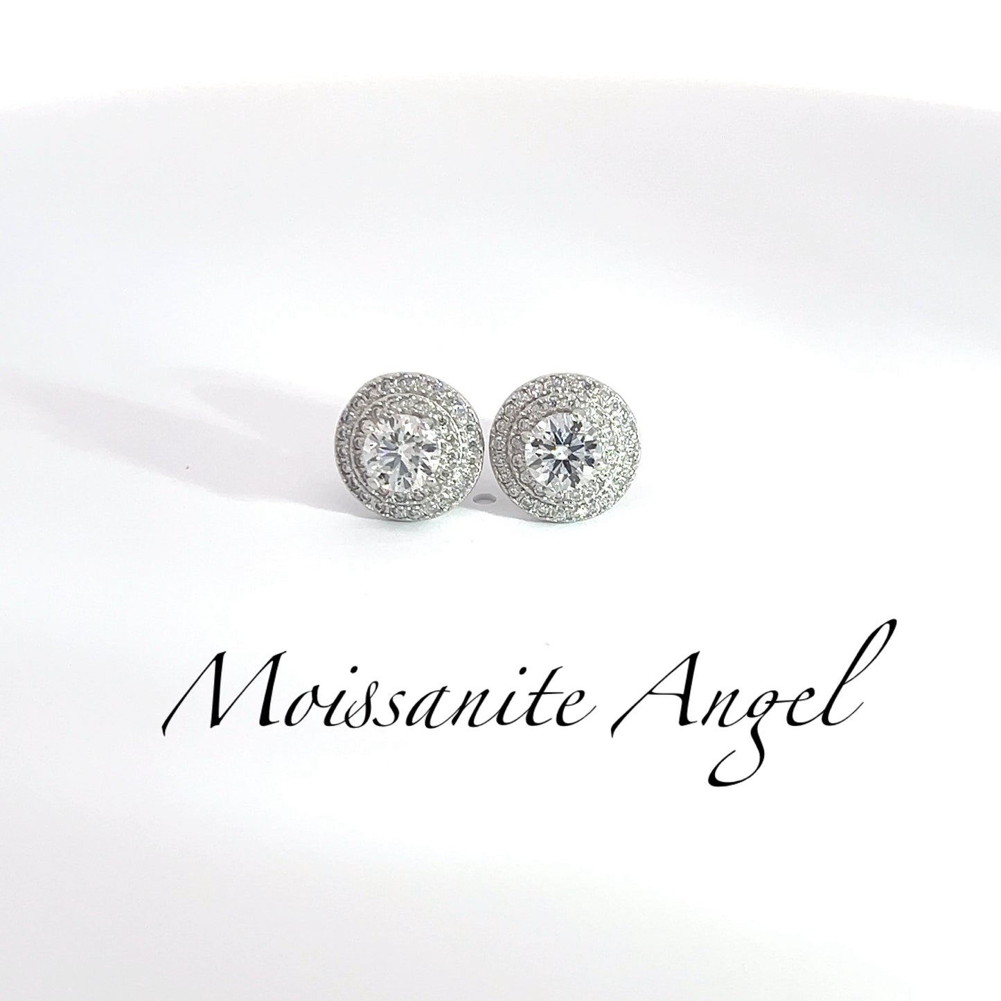 10mm moissanite studs double halo earrings