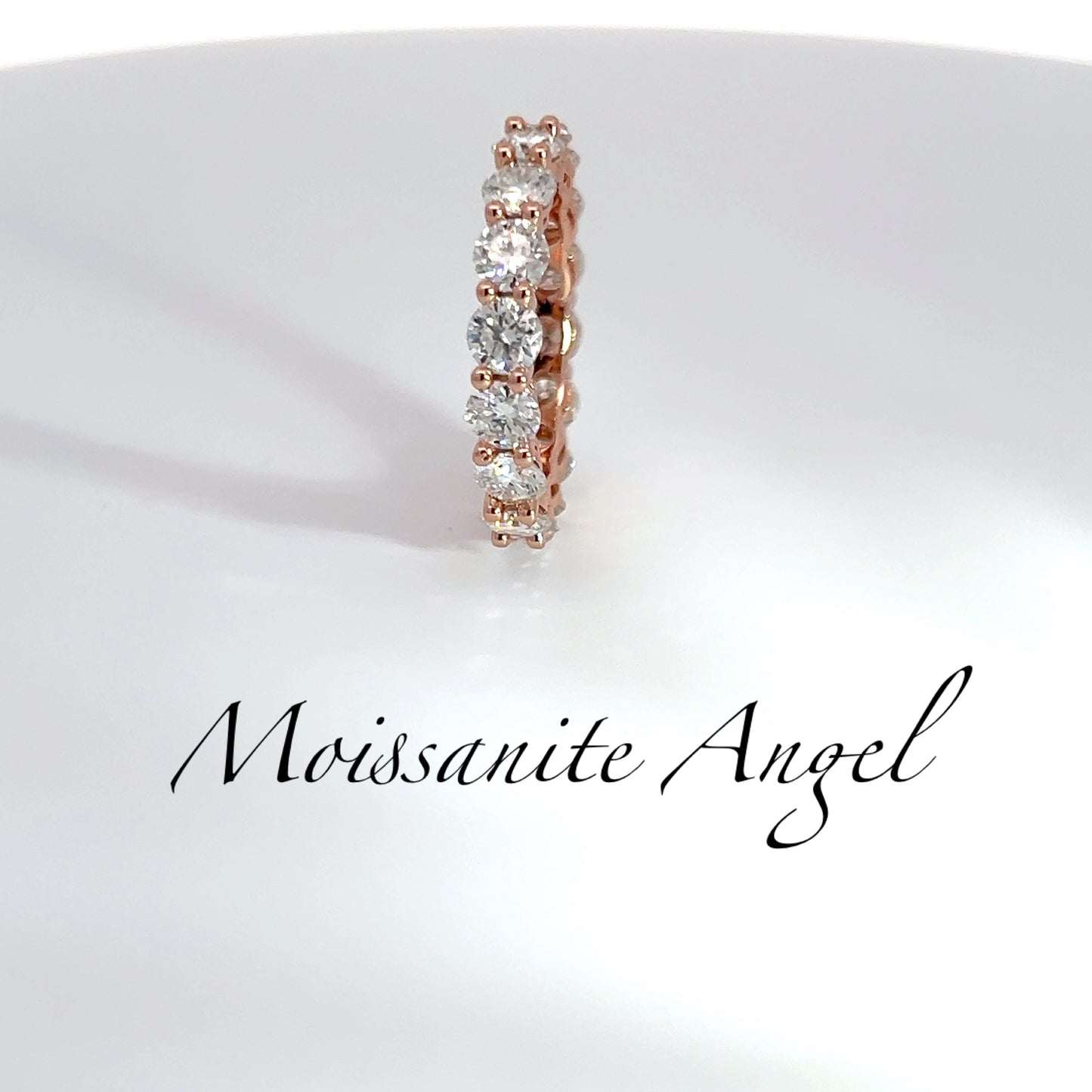 Moissanite band ring 925 sterling silver With rose gold finish