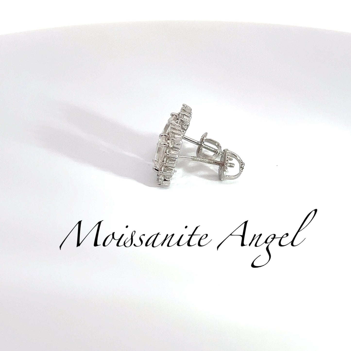 Fancy Emerald cut style Moissanite earrings