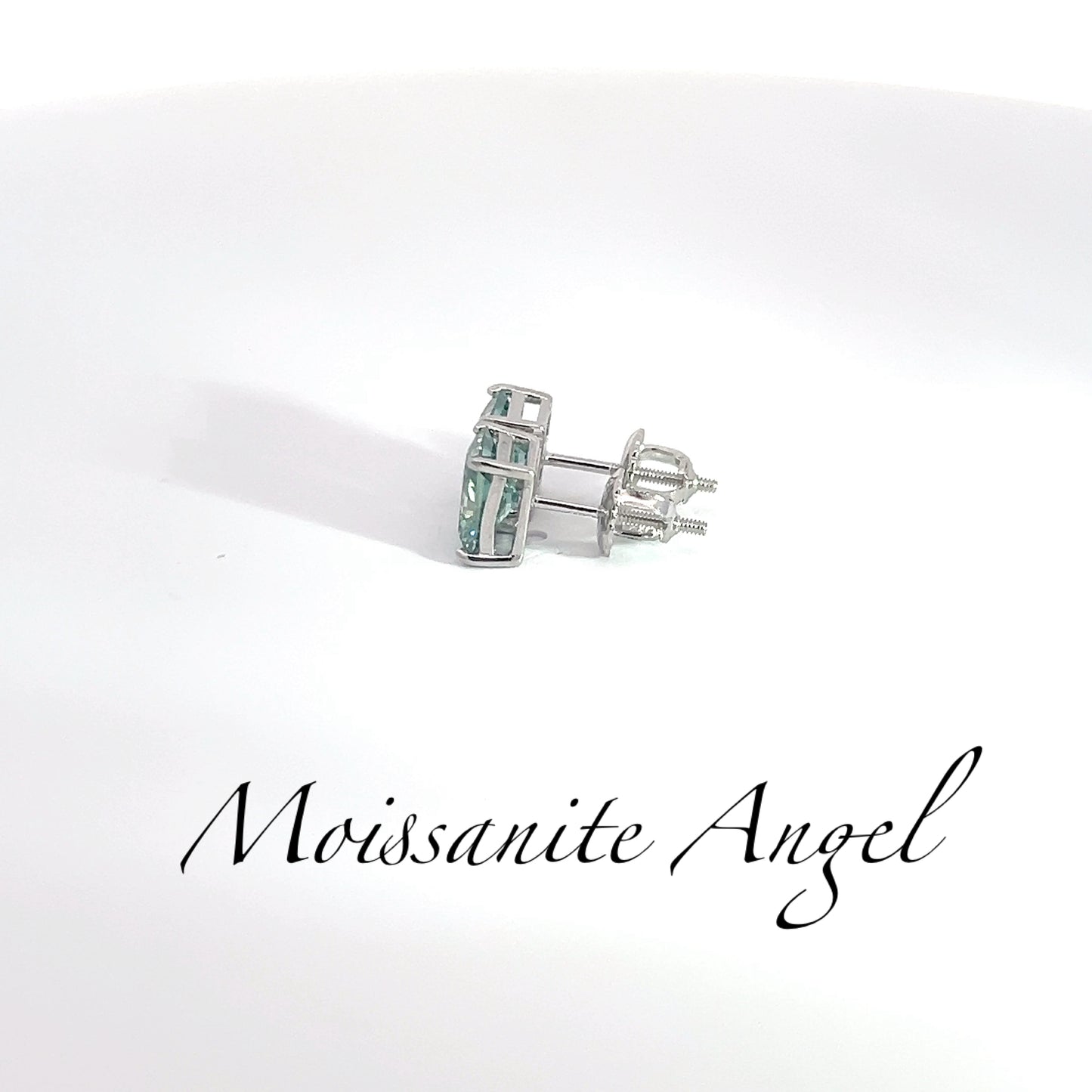 Green Moissanite radiant cut Earrings 2CTW Studs