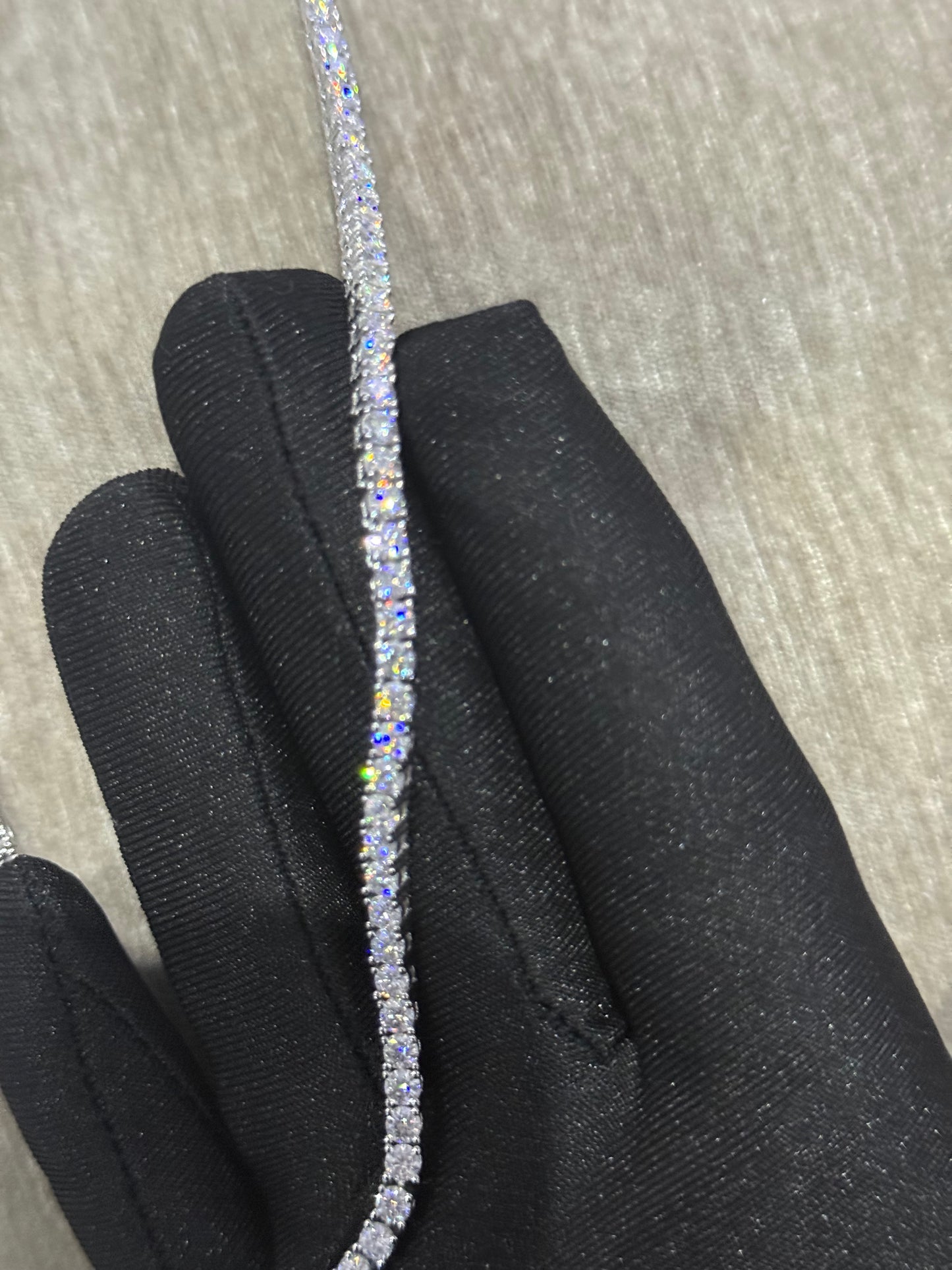 100 % Authentic 3mm Moissanite tennis chain 925 silver, diamond tester approved.