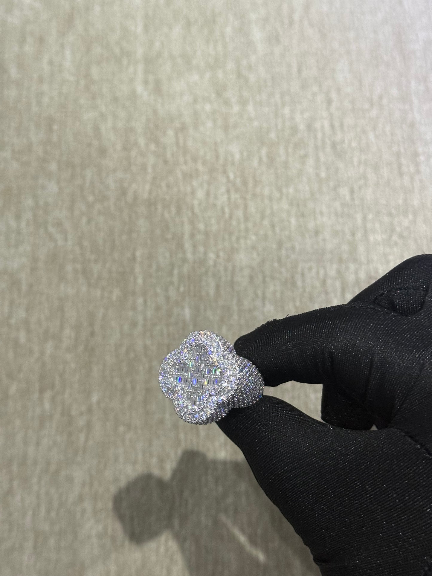 100 % Authentic Moissanite ring clover style 925 silver size 10