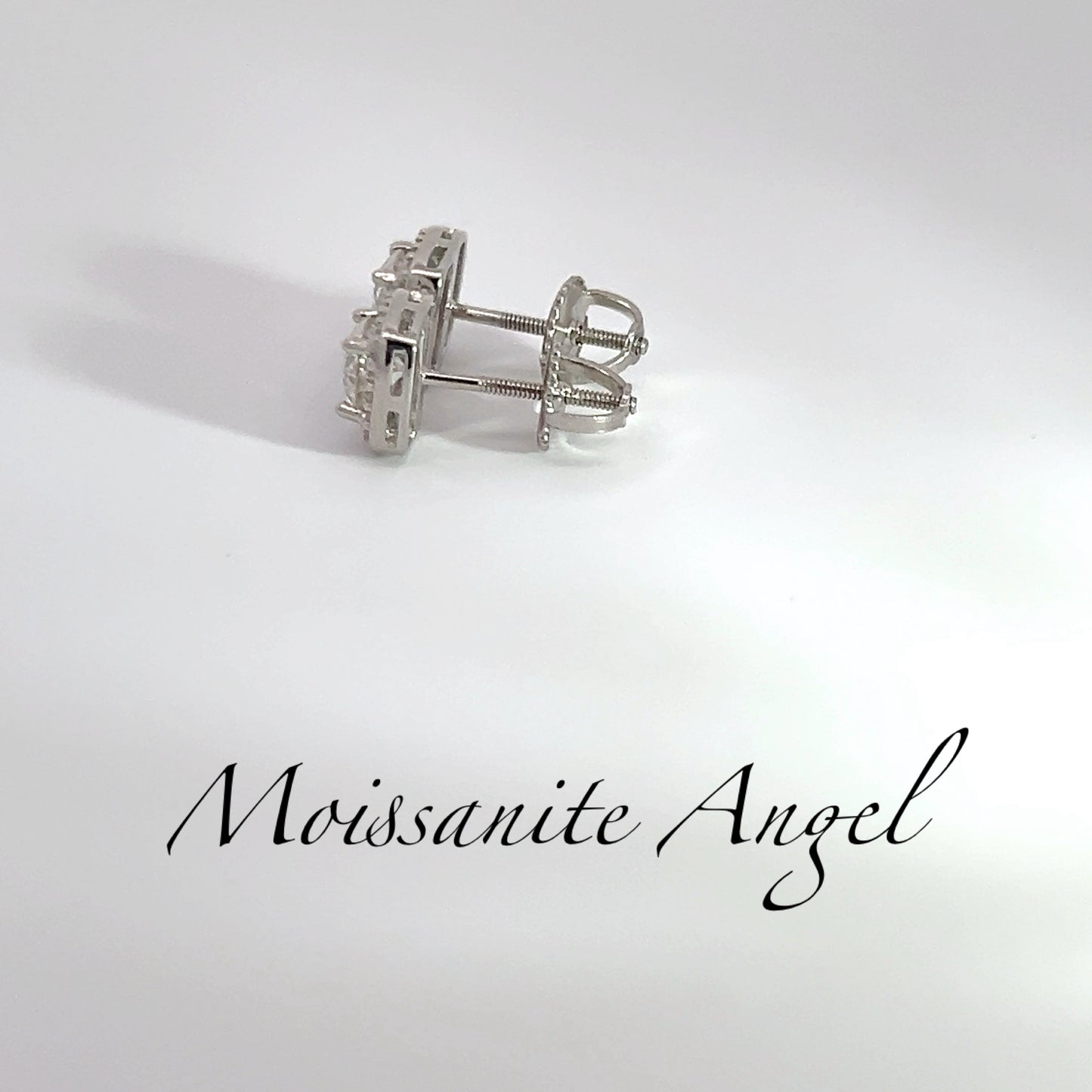 Stunning halo Moissanite stud earrings square brillant cut style