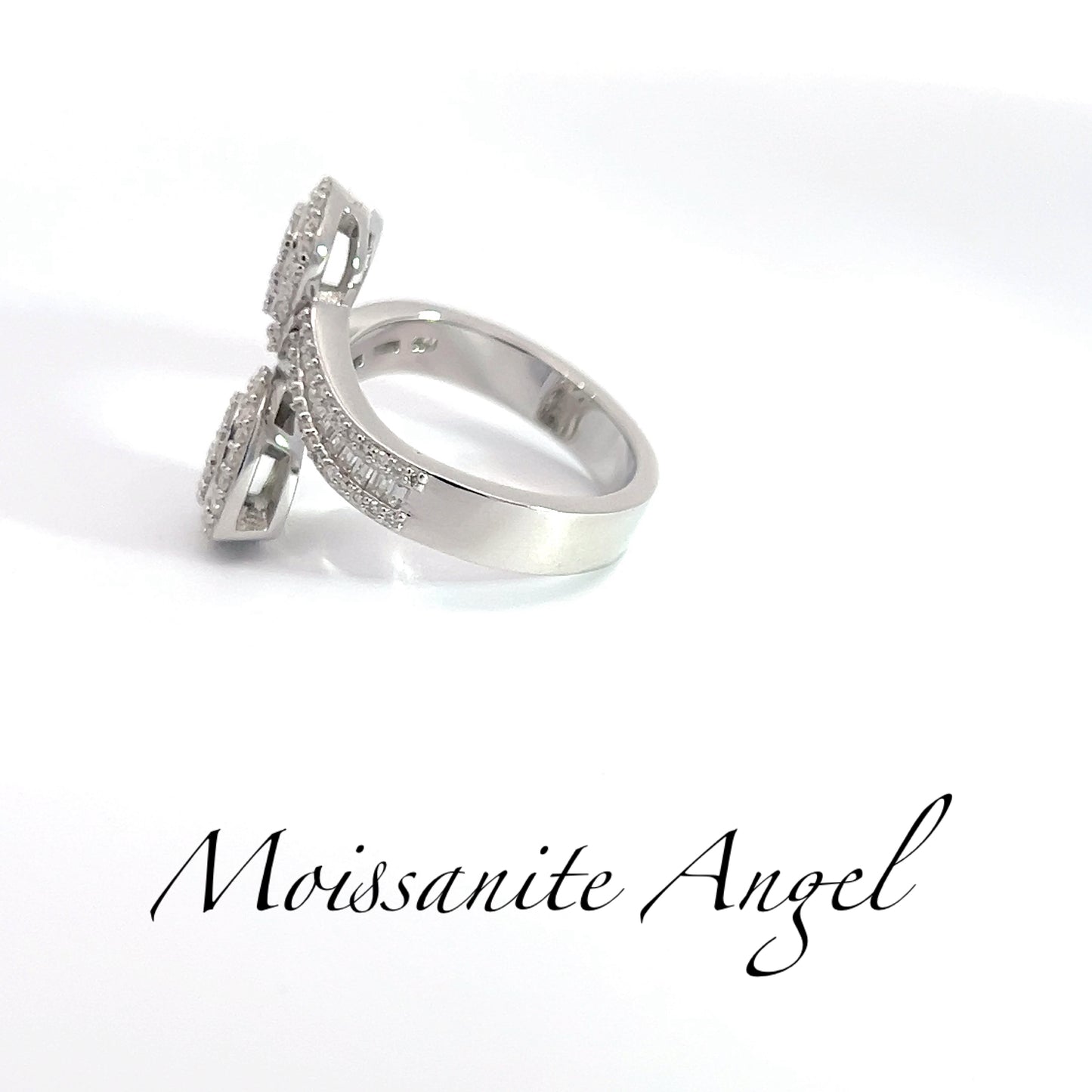 Moissanite fancy double heart ring