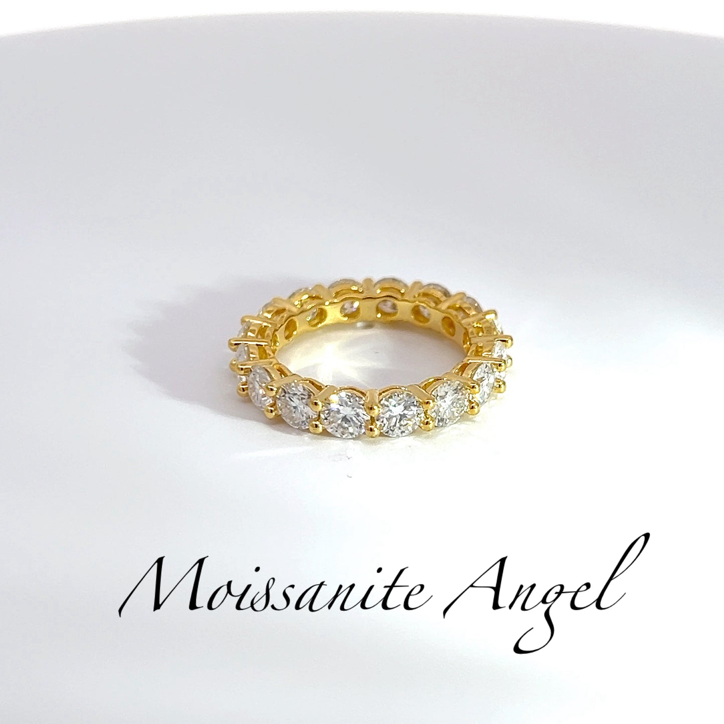 Moissanite band ring 925 sterling silver With Yellow gold finish