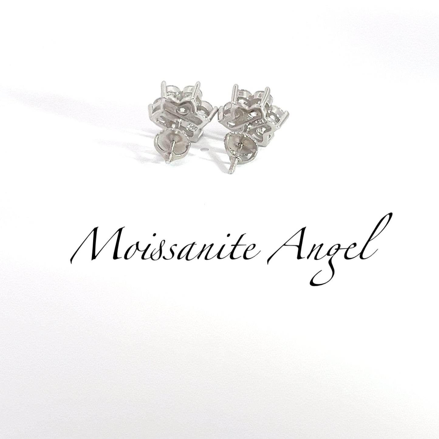 Moissanite earrings big precious cluster studs