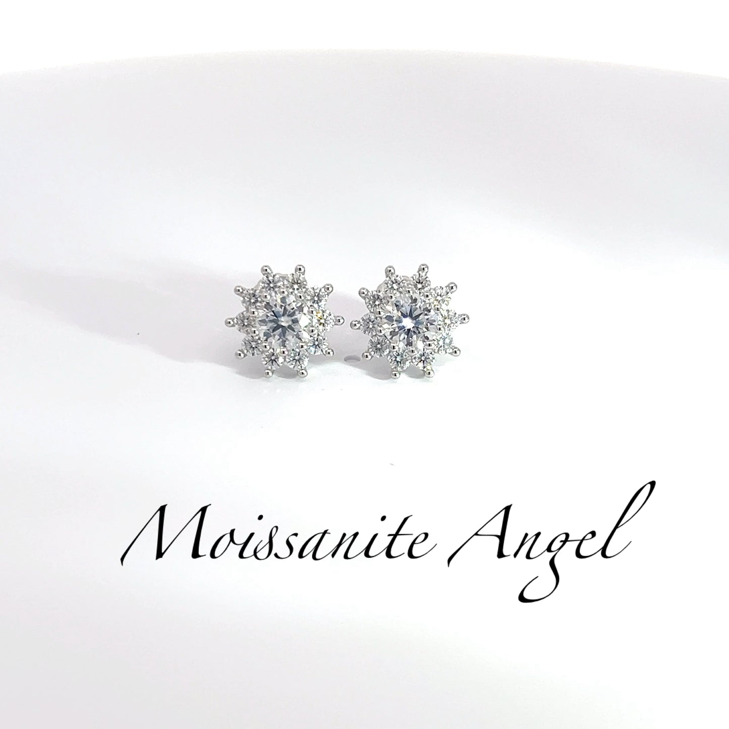 Moissanite star halo earrings