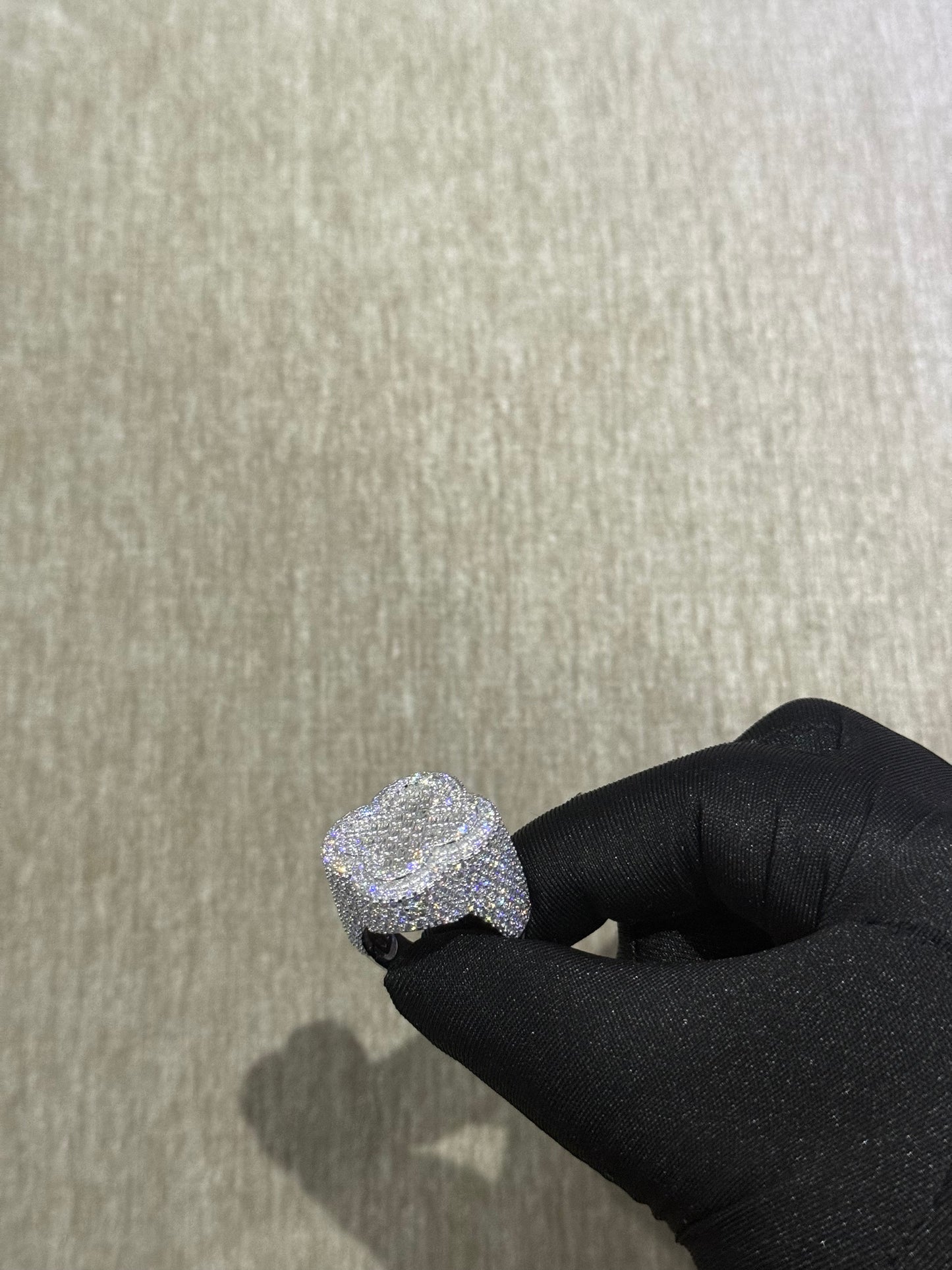 100 % Authentic Moissanite ring clover style 925 silver size 10