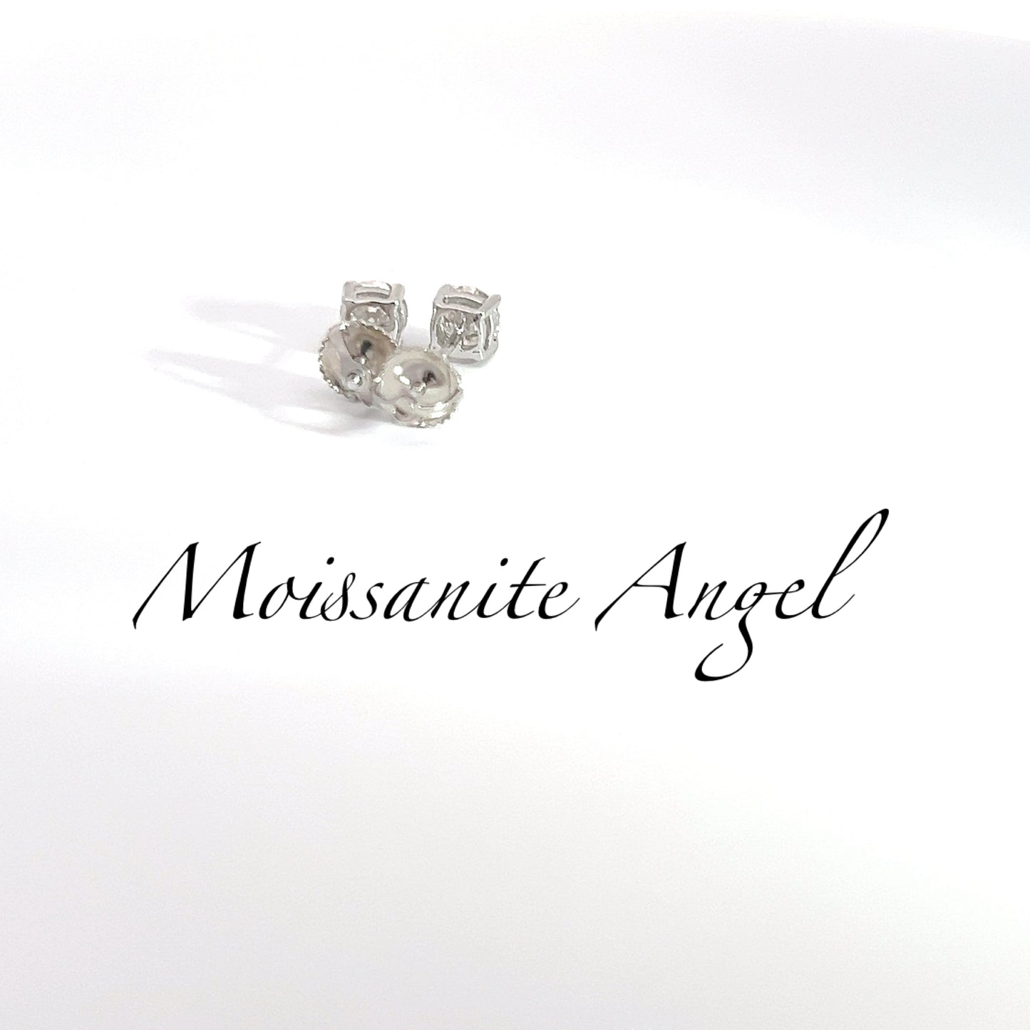 Moissanite Earrings Studs 0.5 Carat each ear  (5mm) Round Brilliant cut