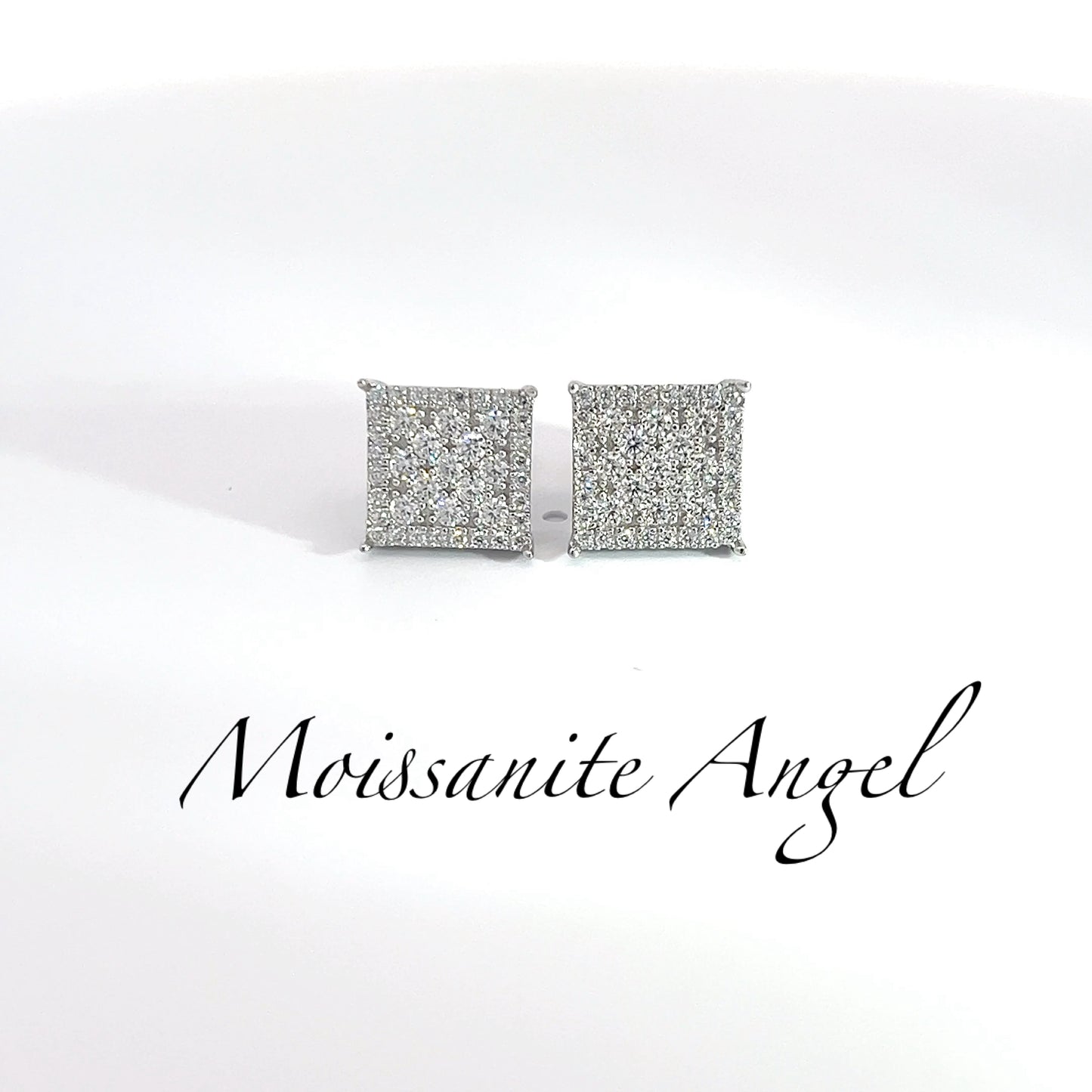 Moissanite square cluster earrings