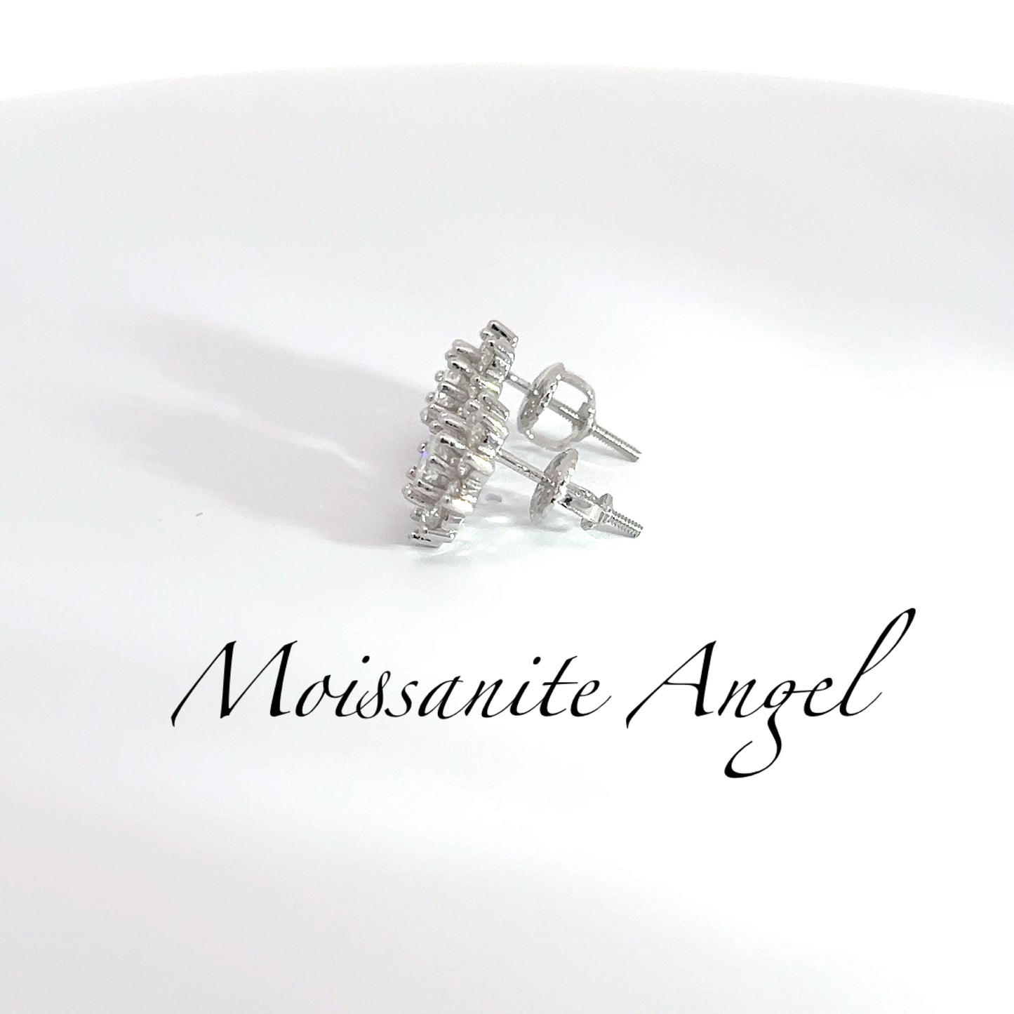 Moissanite star halo earrings