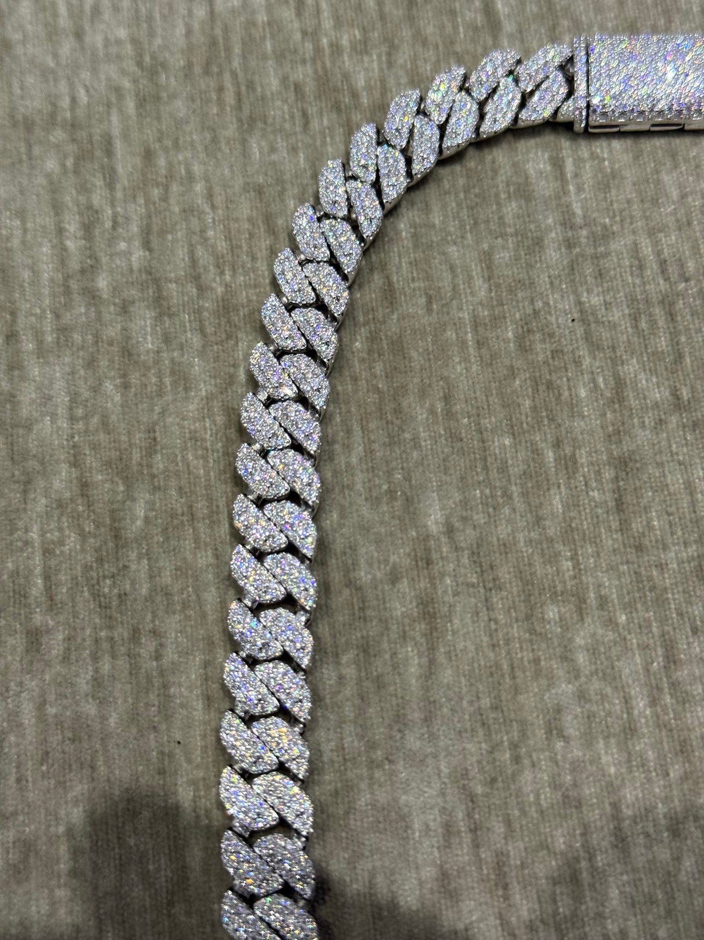 10mm Moissanite Tight link chain 20 inch VVS1 top tier stone quality 925 silver Moissanite link chain.