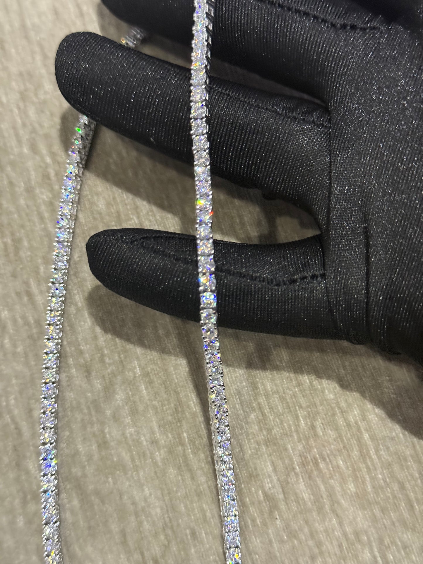 100 % Authentic 3mm Moissanite tennis chain 925 silver, diamond tester approved.