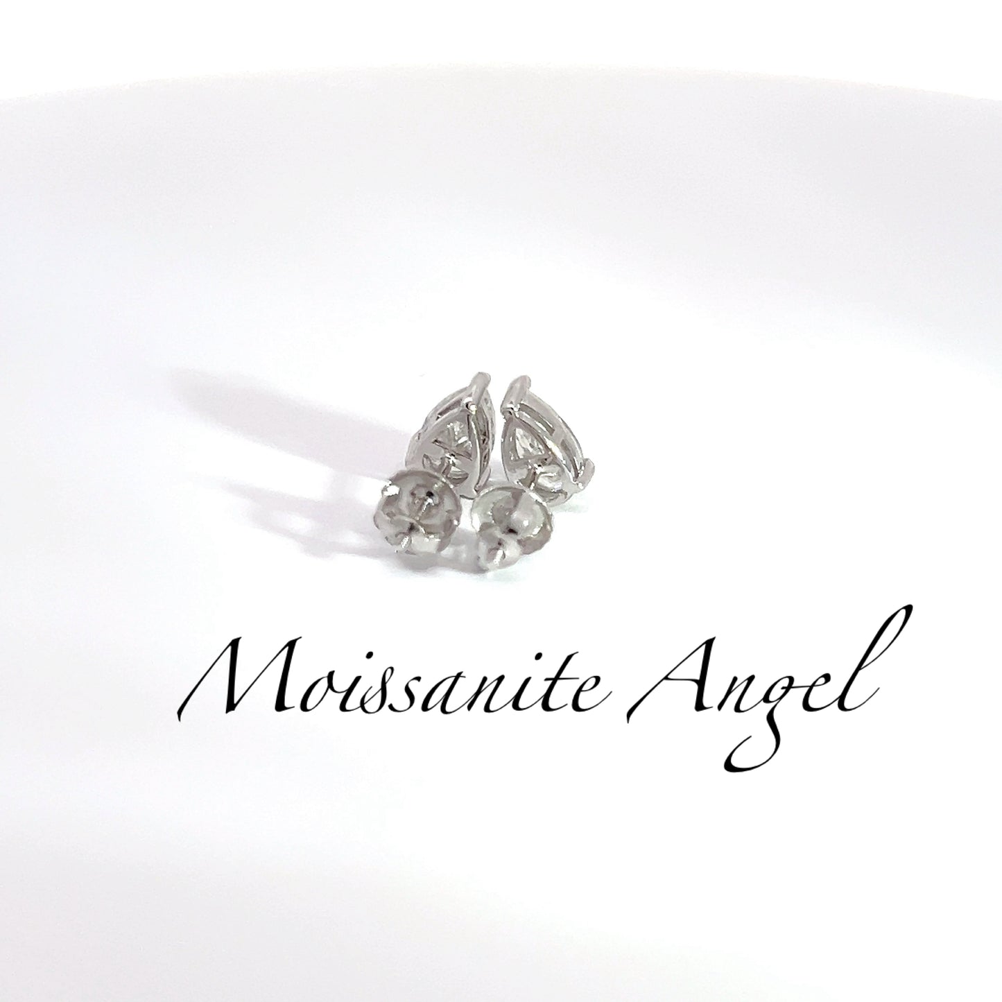 Moissanite Earrings Studs pear shaped 2 TCW