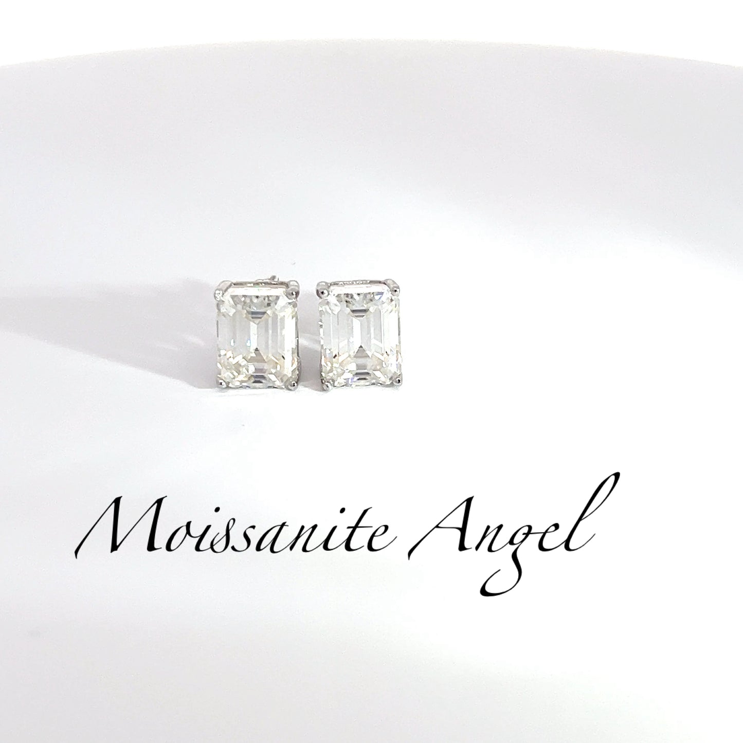 Moissanite Emerald cut stud earrings